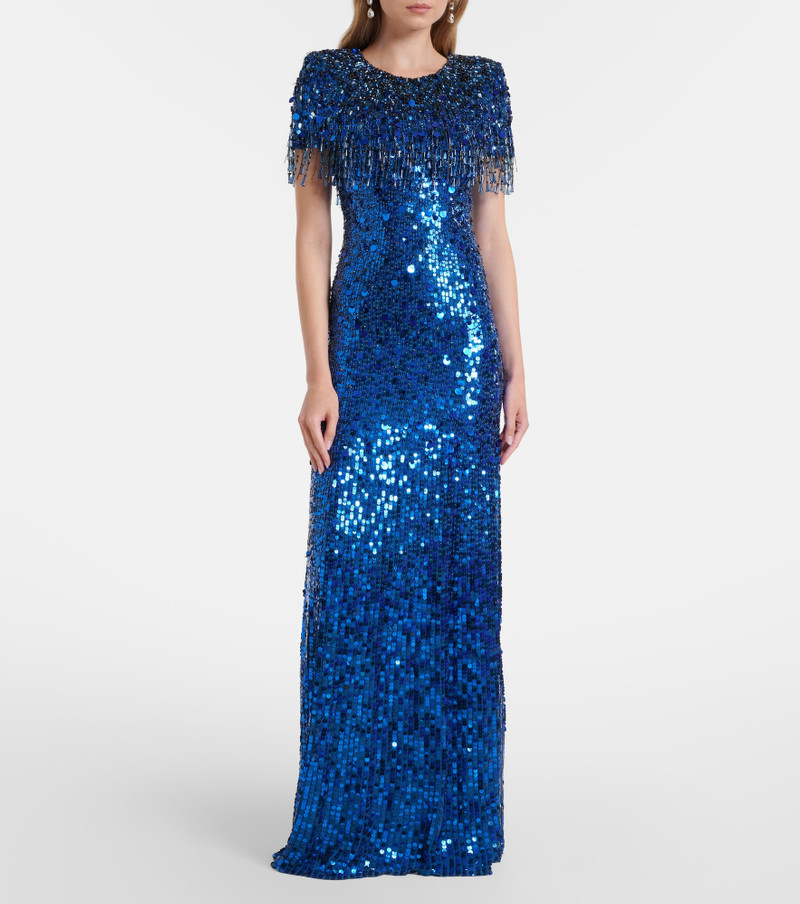 JENNY PACKHAM Embellished fringed gown outlook