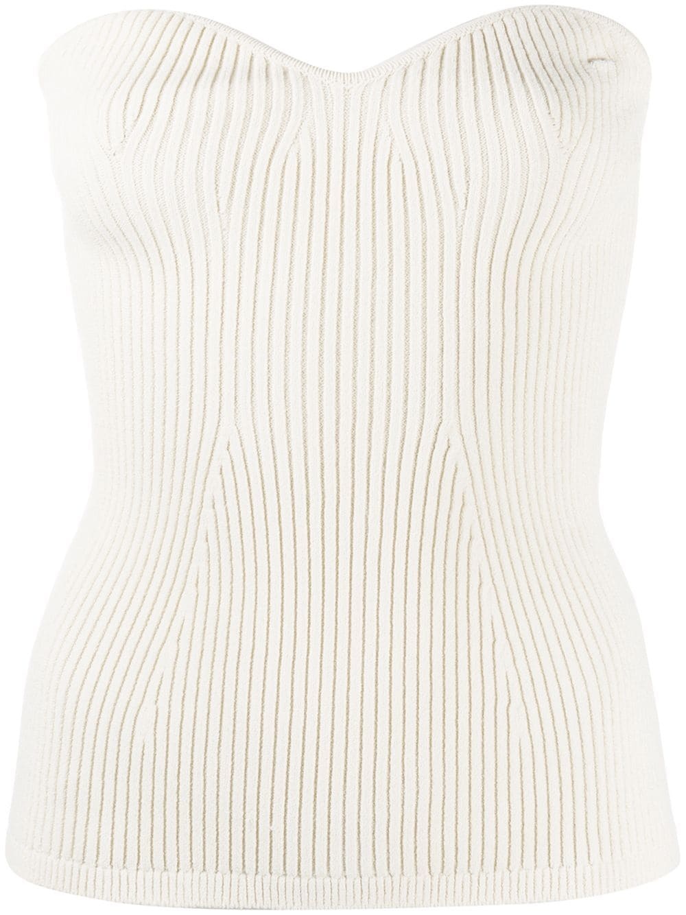 ribbed knit bustier top - 1