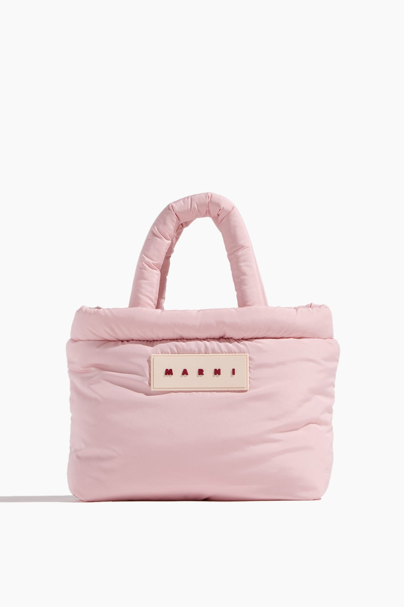 Nylon Puff Small Tote Bag in Cinder Rose 1
