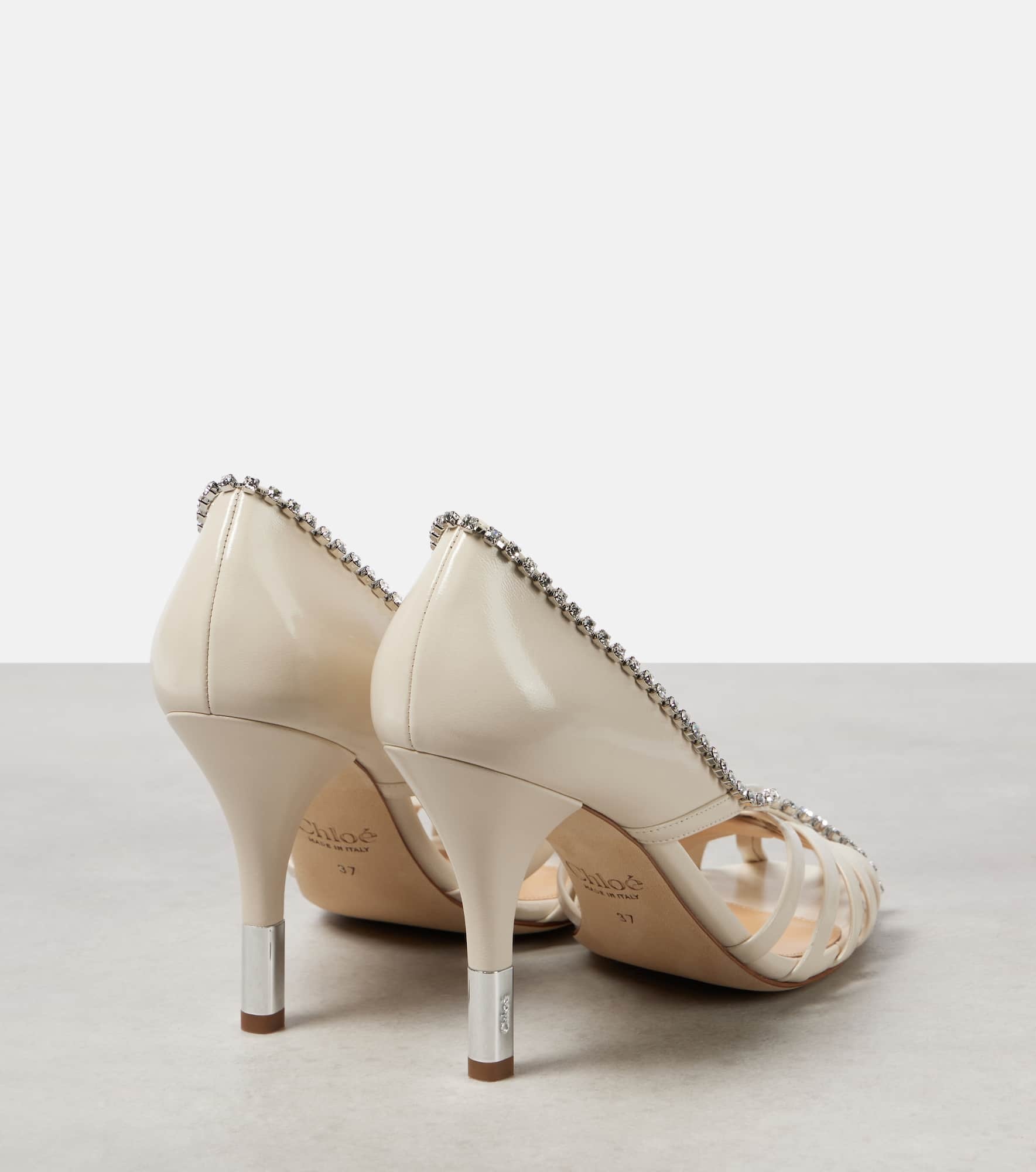 Leonie crystal-embellished leather pumps - 2