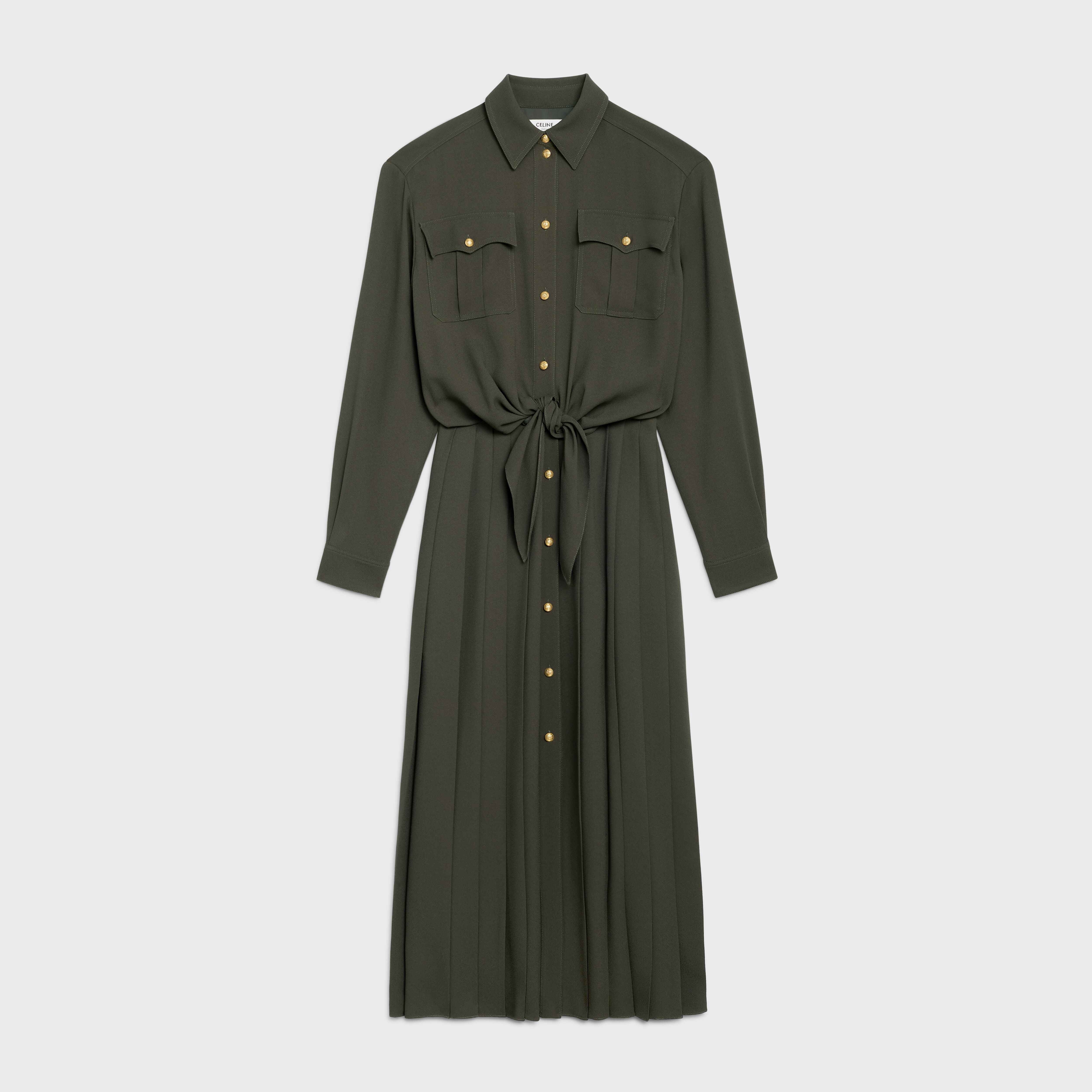 REPORTER DRESS IN SAND VISCOSE - 1