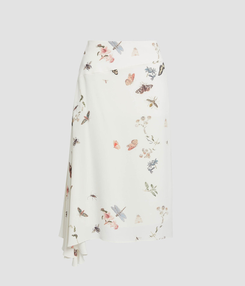PRINTED CREPE DRAPED MIDI SKIRT 1