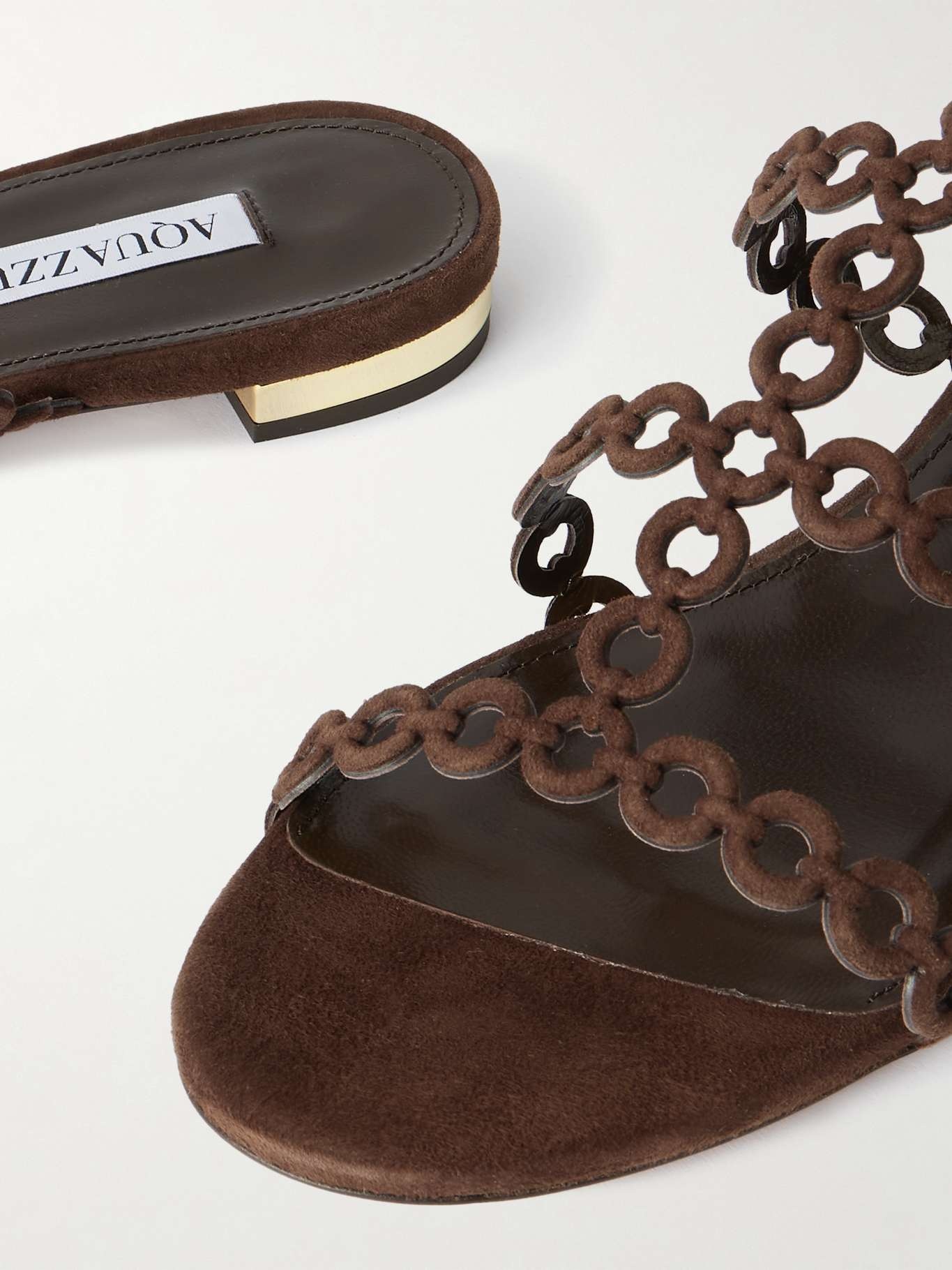 Infinity Chain cutout suede sandals Dark brown - 4