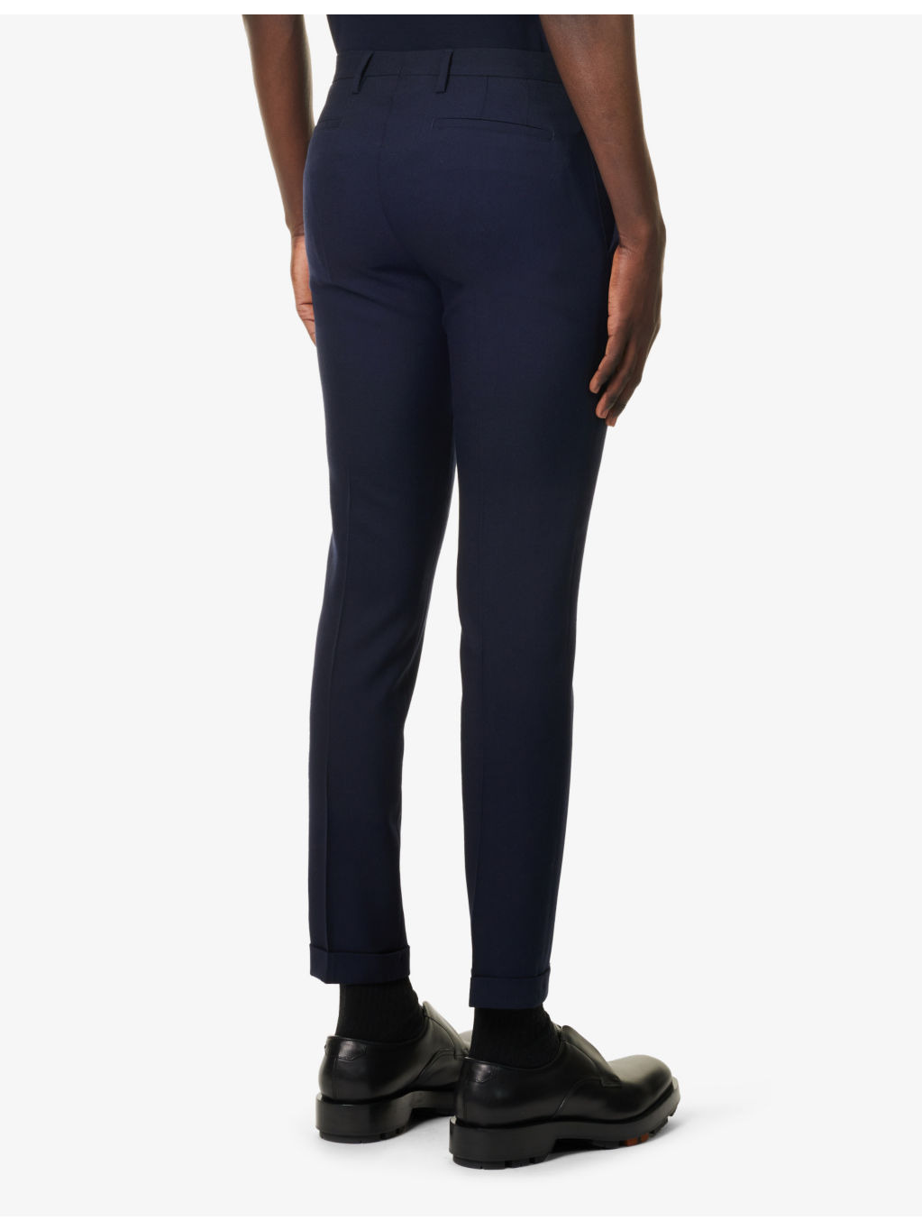 Brushed-texture slim-fit stretch-cotton trousers - 4