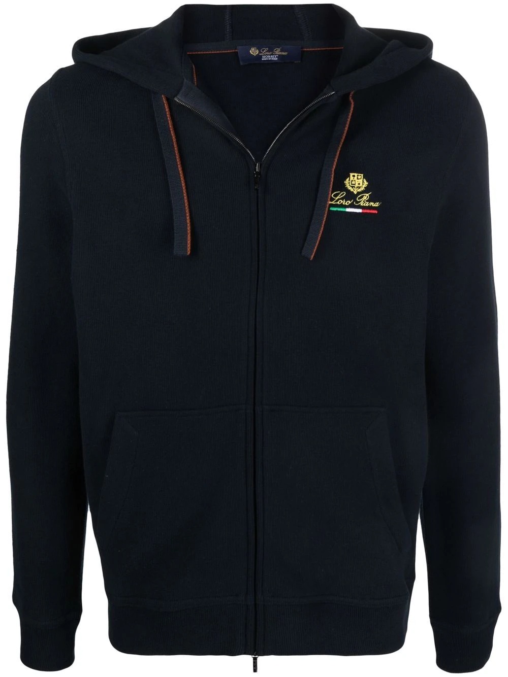 embroidered-logo zip-up hoodie - 1