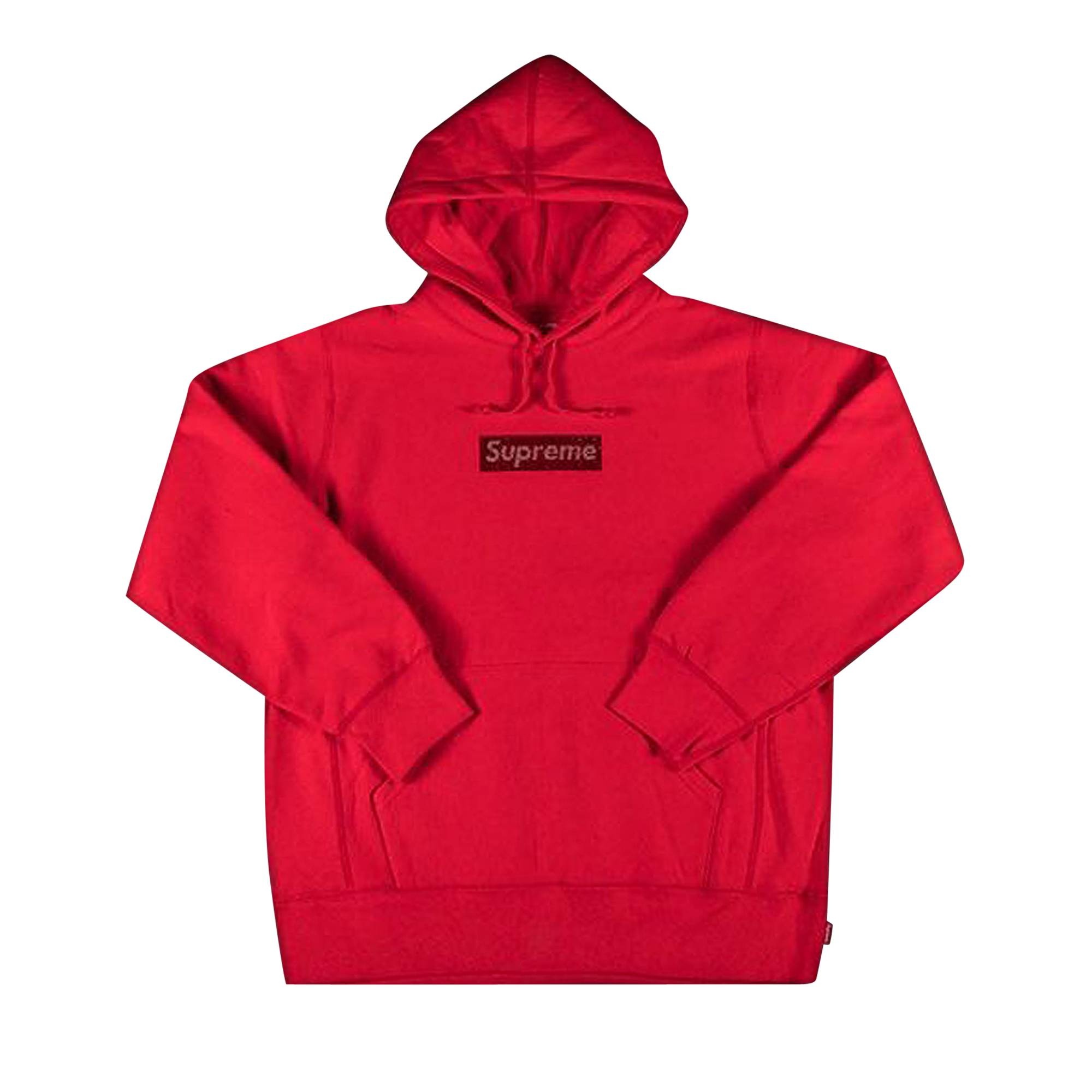 Supreme x Swarovski Box Logo Hooded Sweatshirt 'Red' - 1