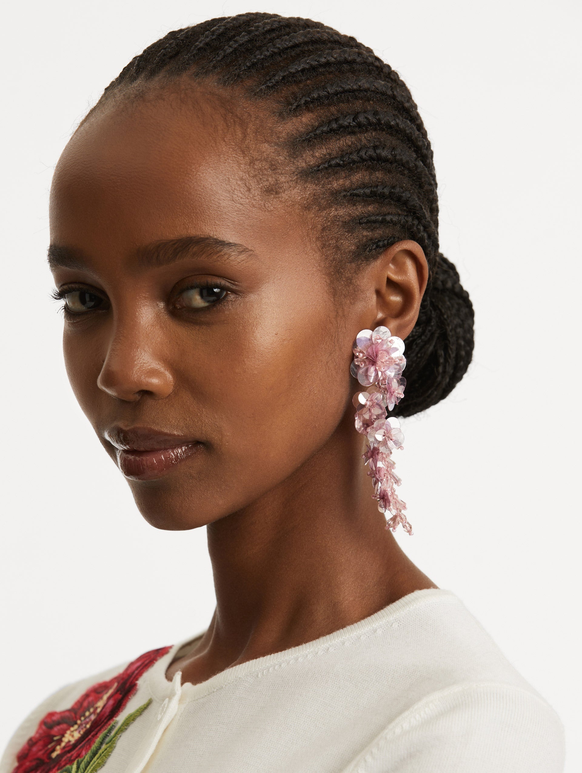 SEQUIN FLOWER CLIP-ON EARRINGS - 2