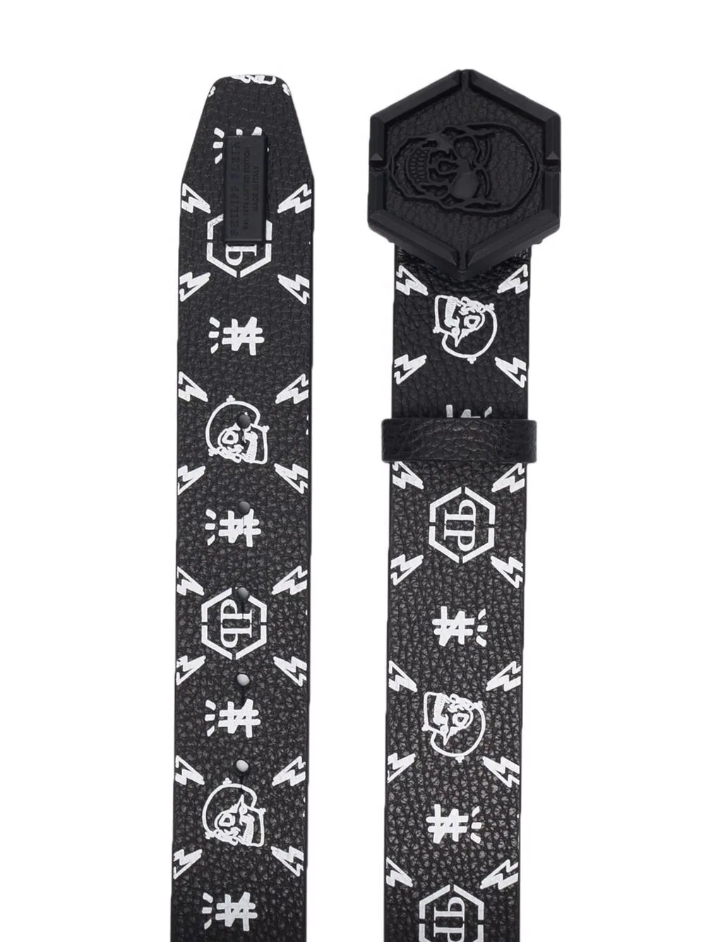 monogram-print leather belt - 2