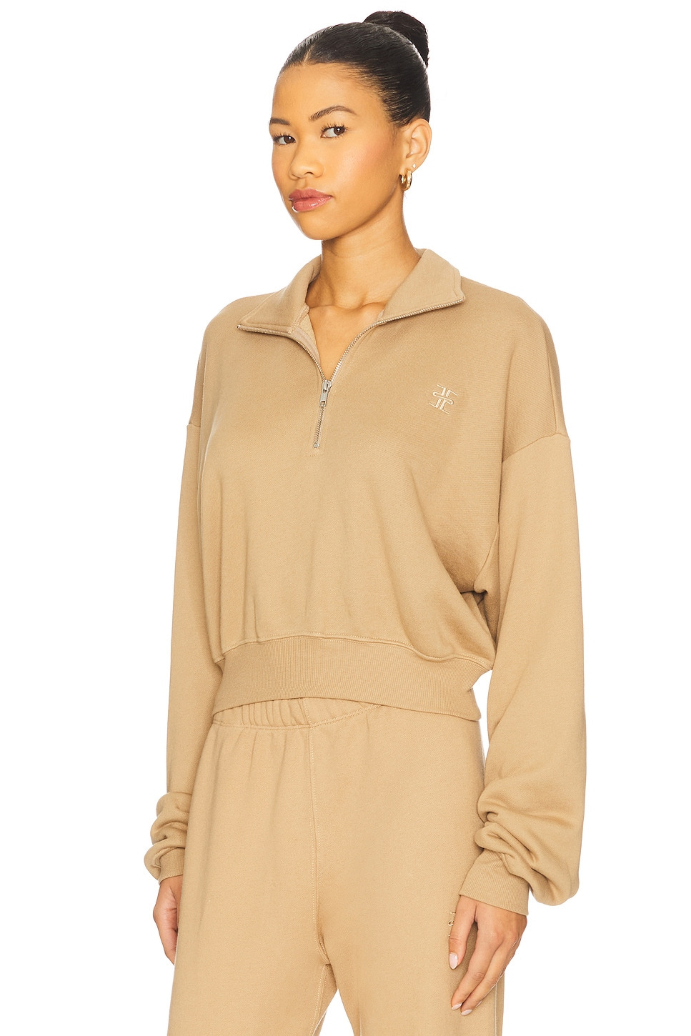 Cropped French Terry Half-zip Sweatshirt - 2