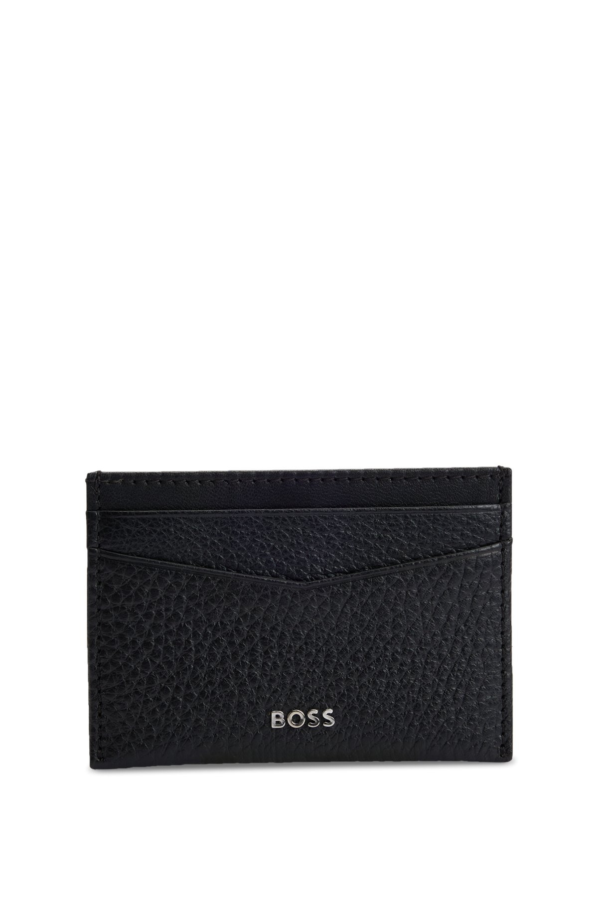 GRAINED-LEATHER CARD HOLDER WITH LOGO LETTERING - 1