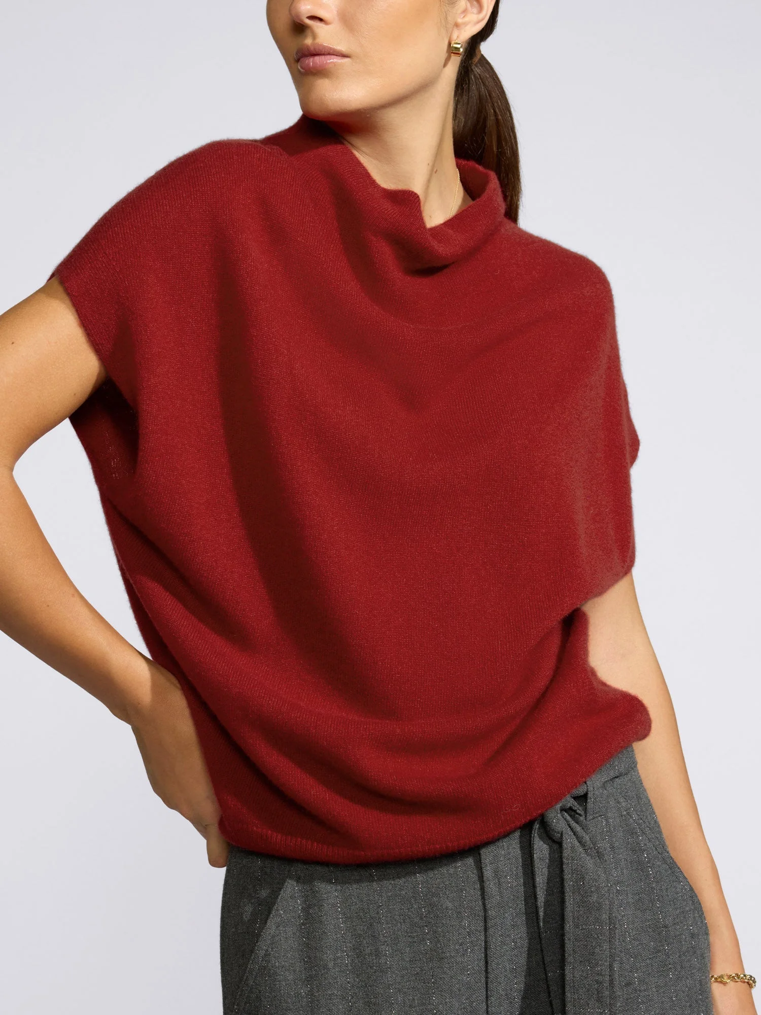 The Morten Funnel Neck Cashmere Top - 1