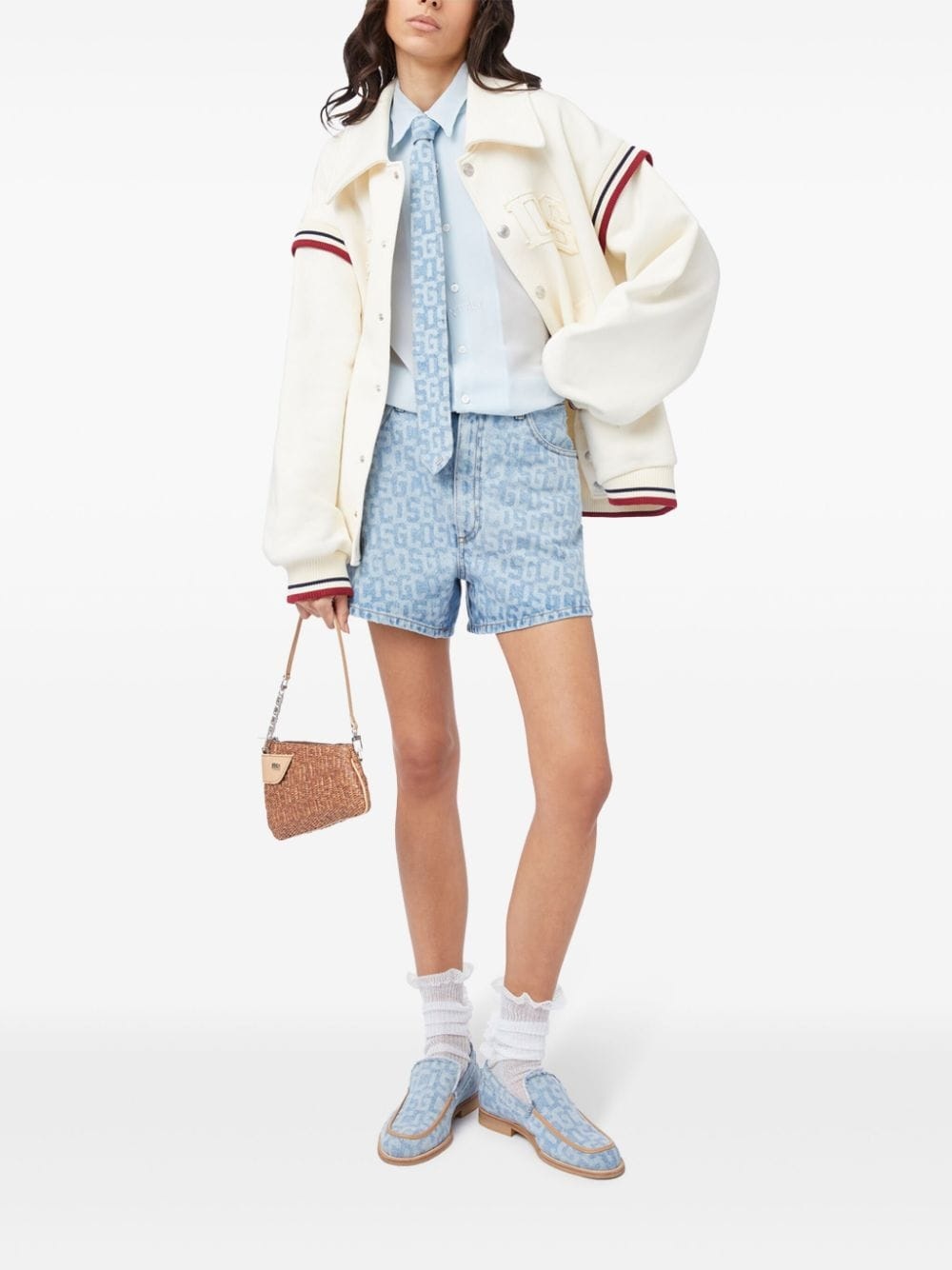 logo-embroidered cotton bomber jacket - 3