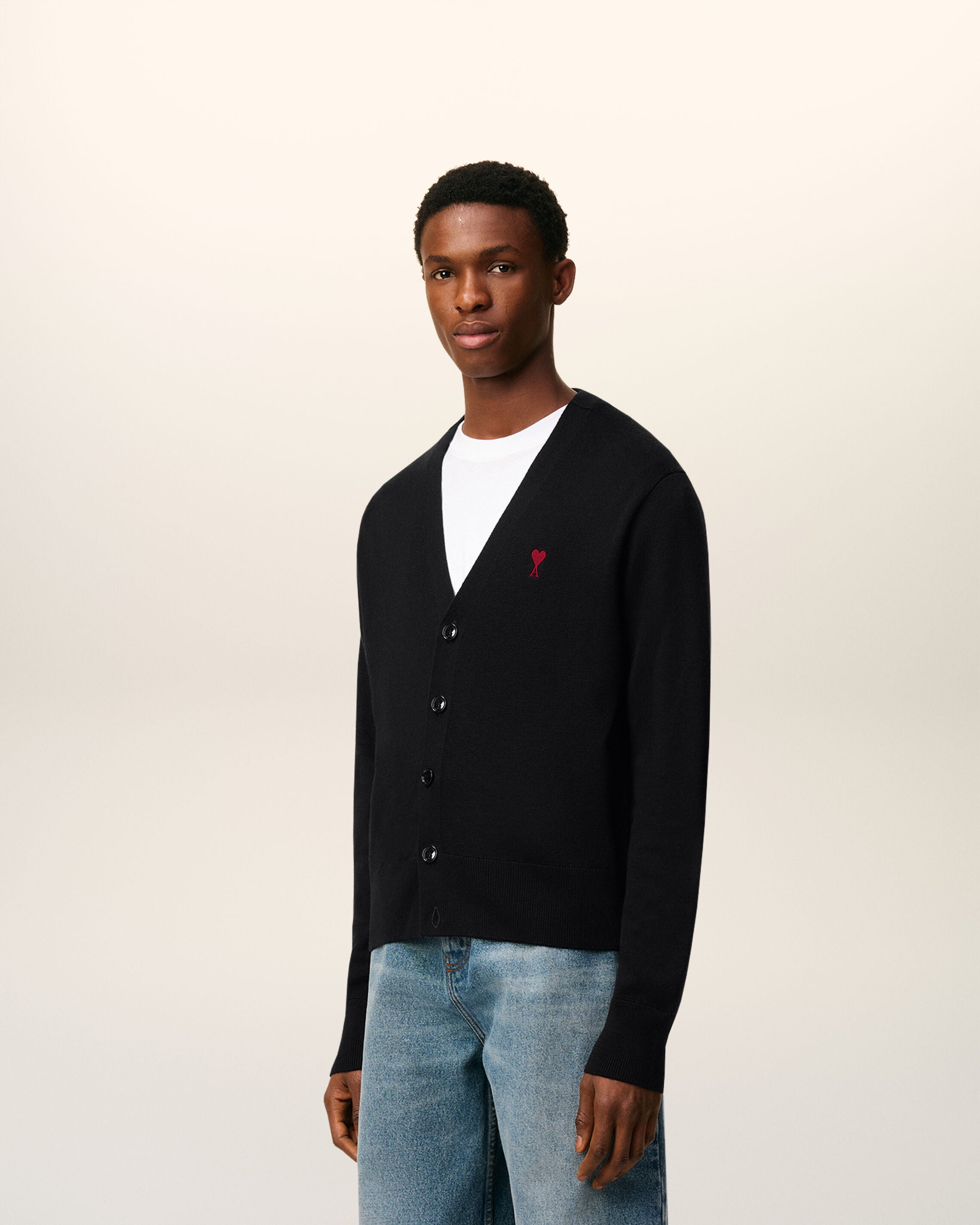 BLACK WOOL AMI DE COEUR CARDIGAN - 6