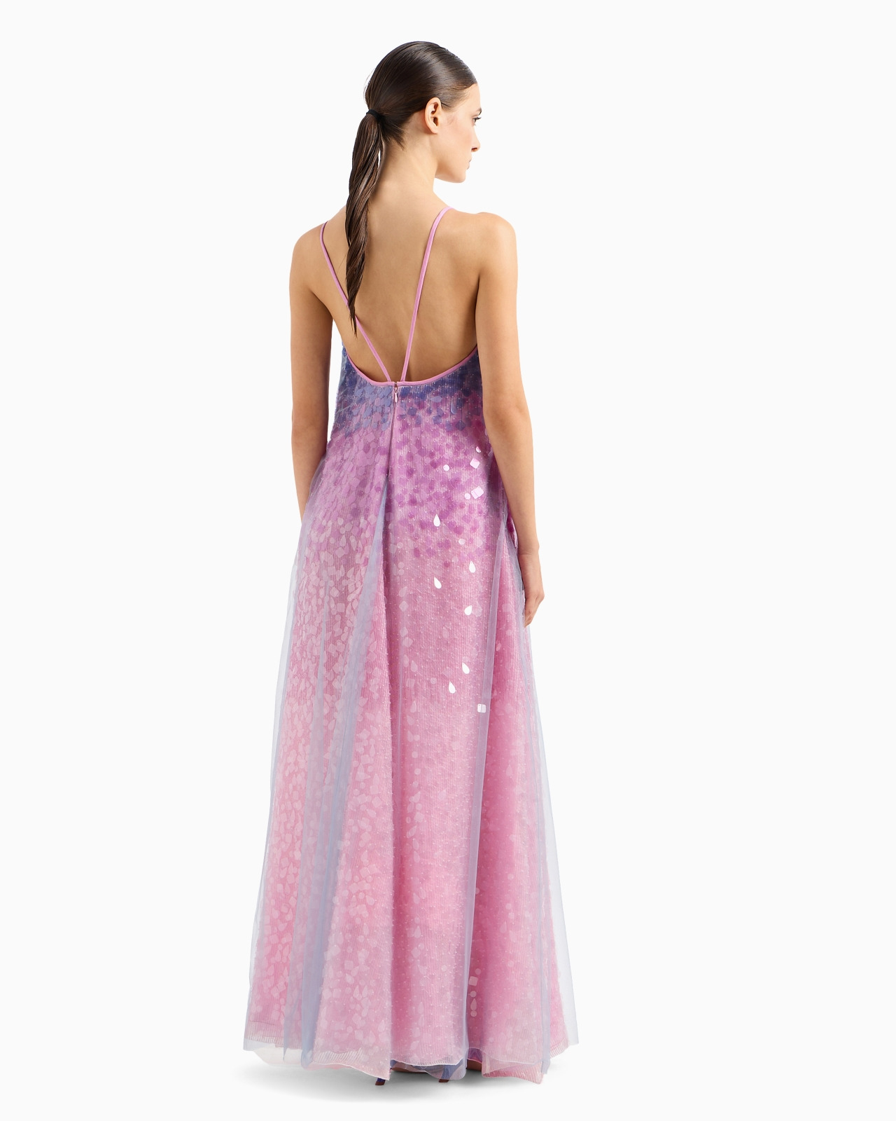 Silk organza dress with gradient shade motif and all-over bead and sequin embroidery - 3