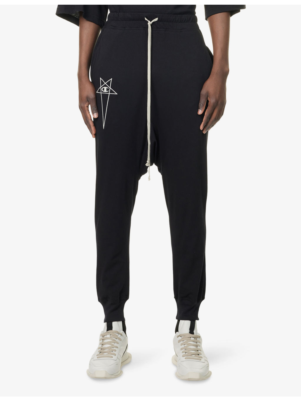 Rick Owens X Champion Logo-Embroidery Cotton-Jersey Jogging Bottoms - 3