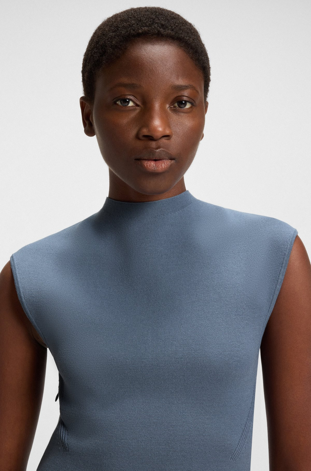 KNITTED DRESS WITH SATIN SKIRT - 4