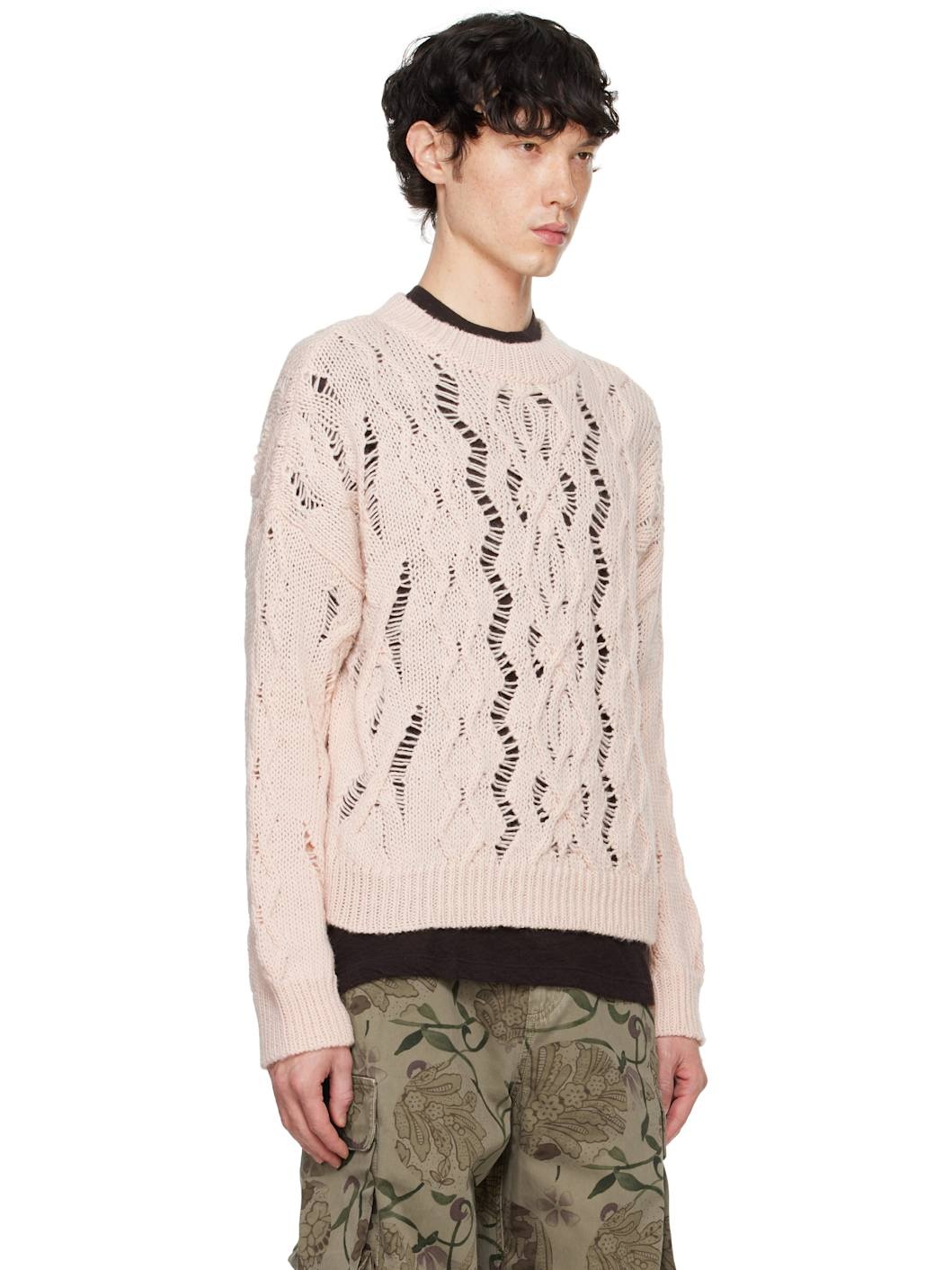 Pink Cable Sonar Roundneck Sweater - 2