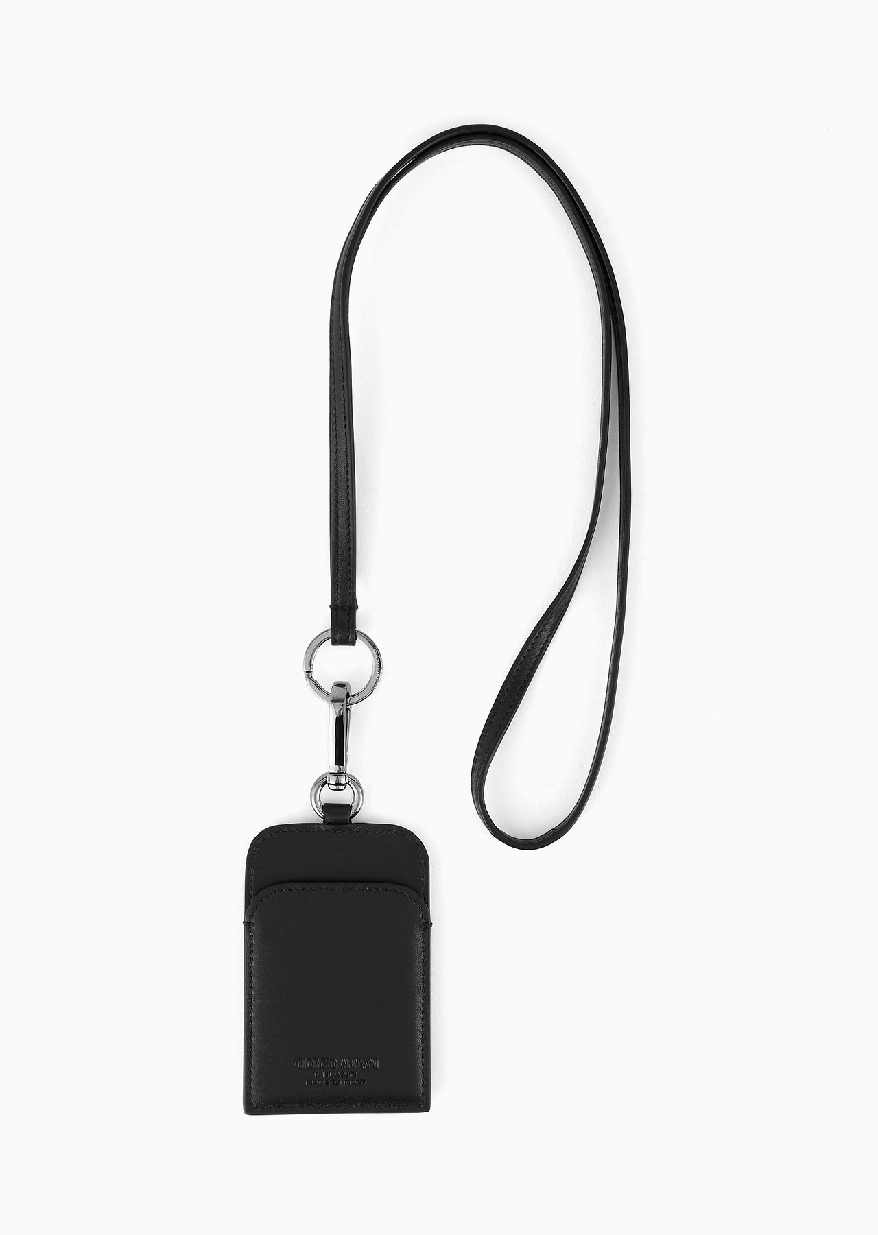 Leather badge holder with embroidered logo - 2