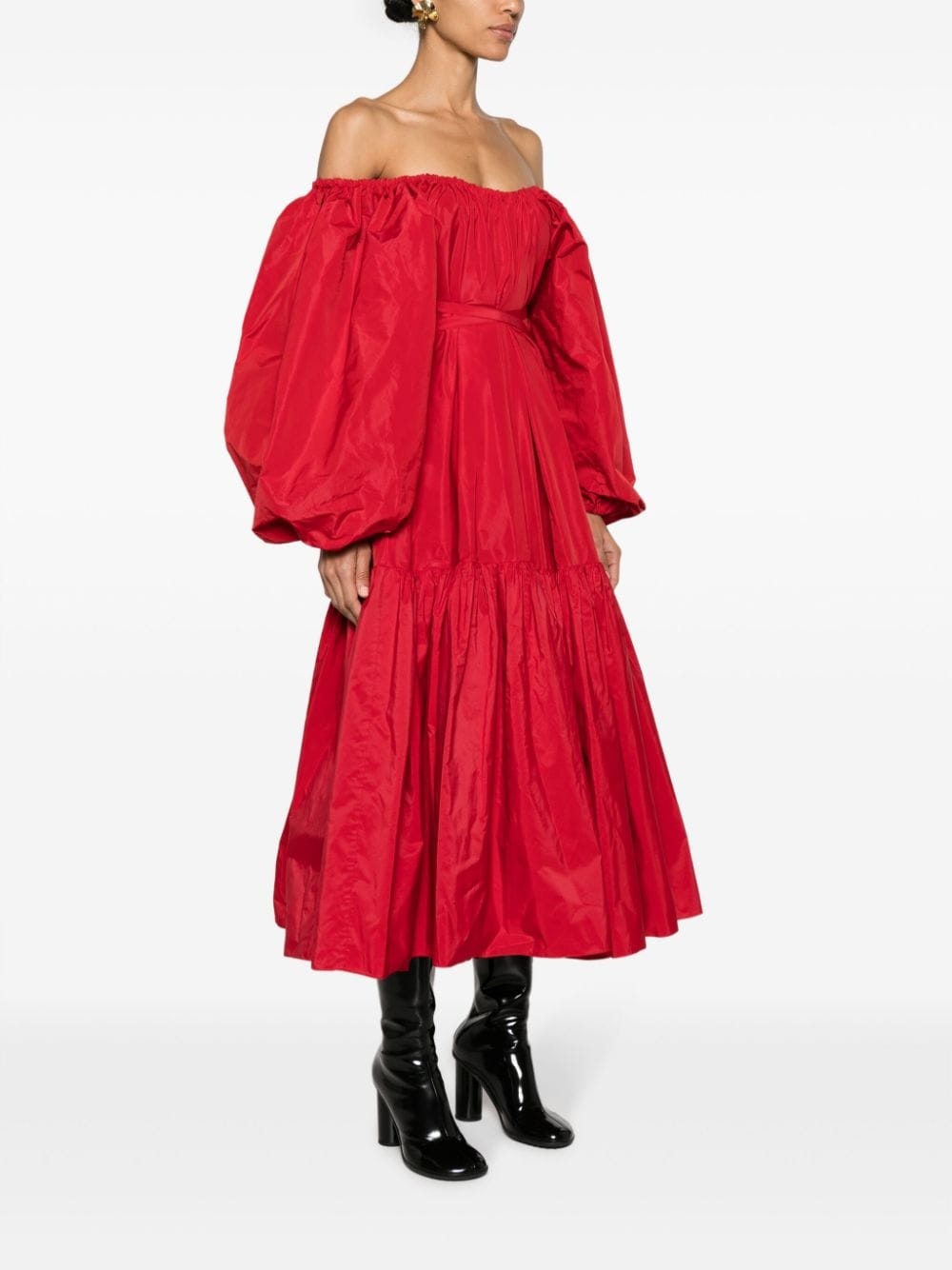 off-shoulder faille midi dress - 3