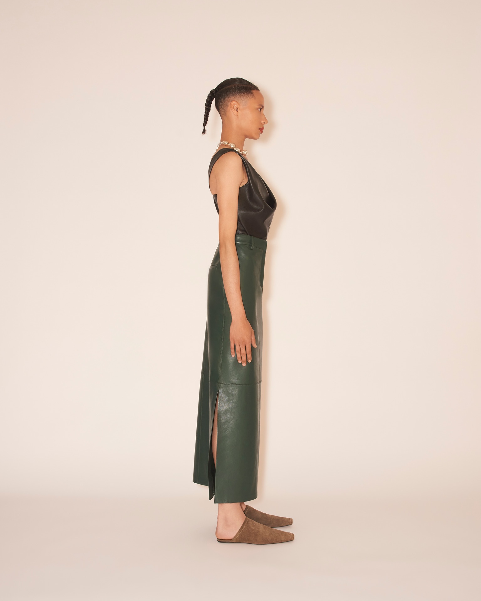 Nanushka KACIA Midi pencil skirt Pine green REVERSIBLE