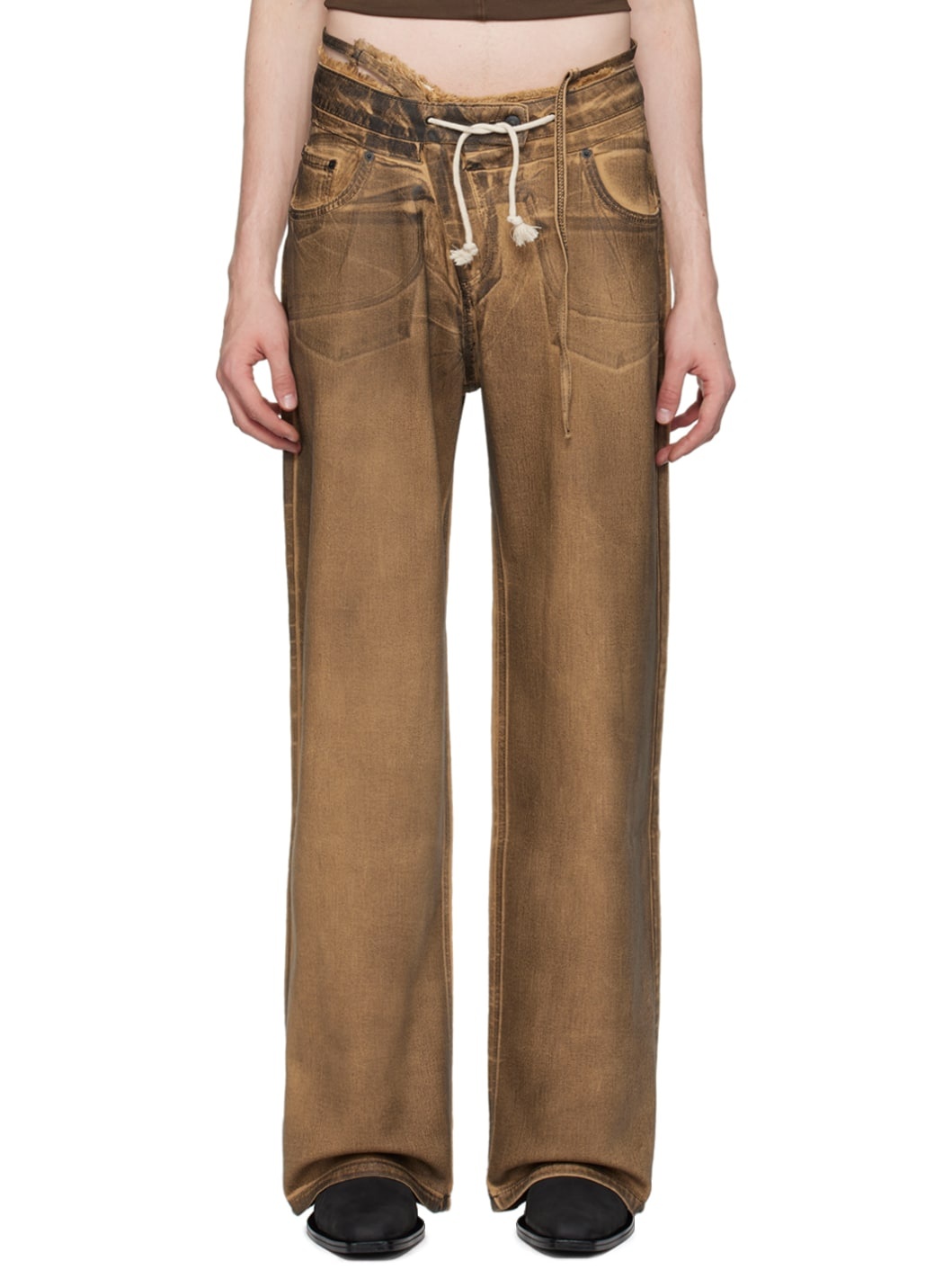 SSENSE Exclusive Brown Double Fold Jeans - 1