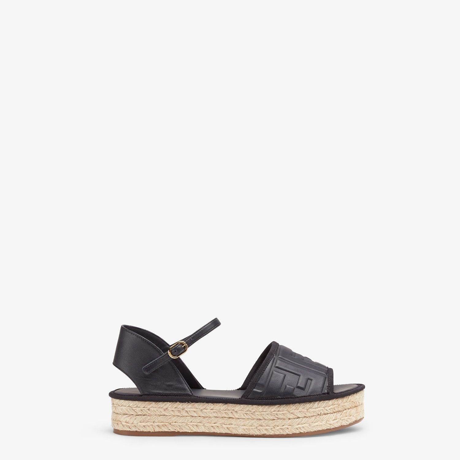 Black leather flatform espadrilles - 1