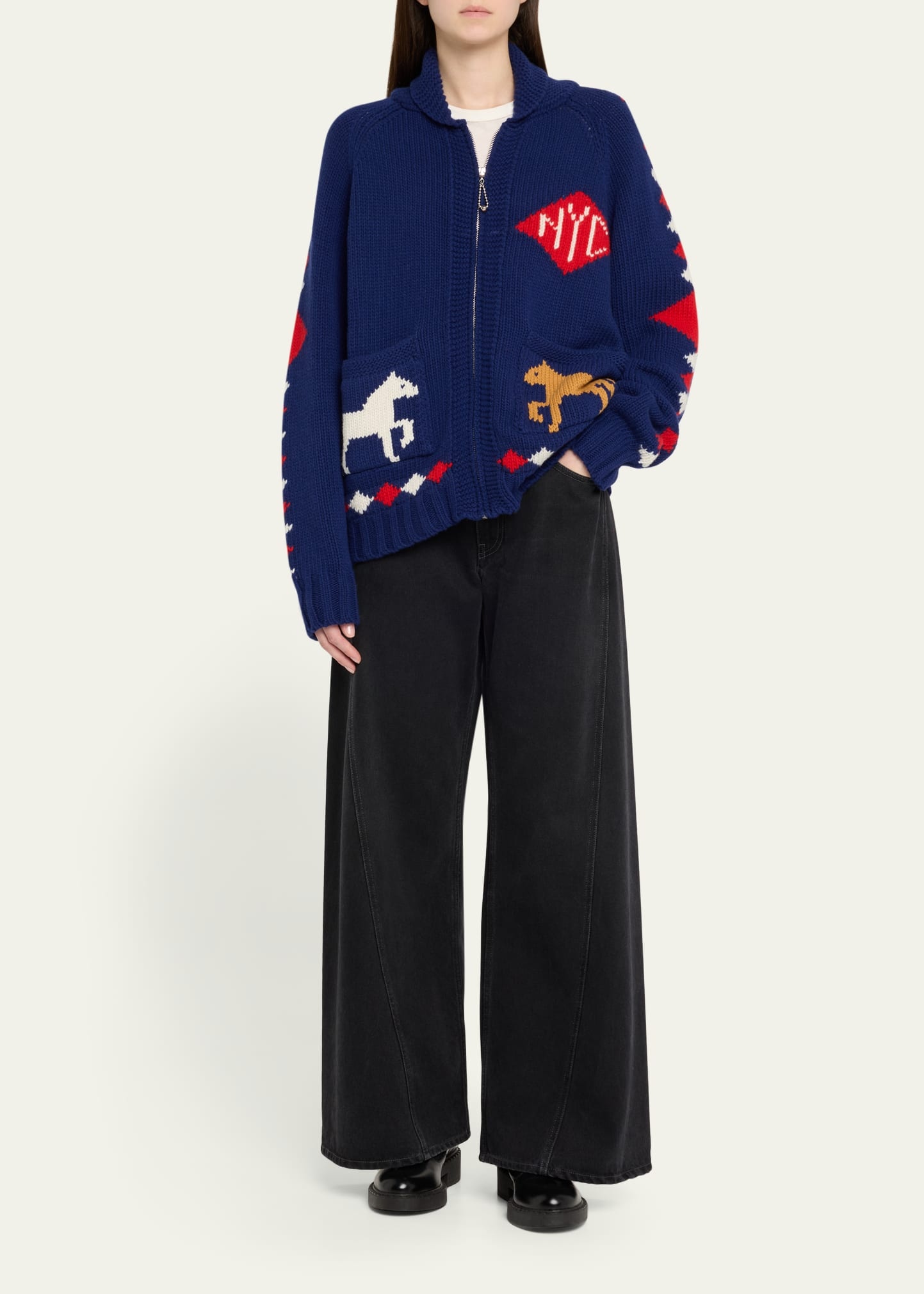 Diamond Corral Horse Merino Wool Cardigan - 2