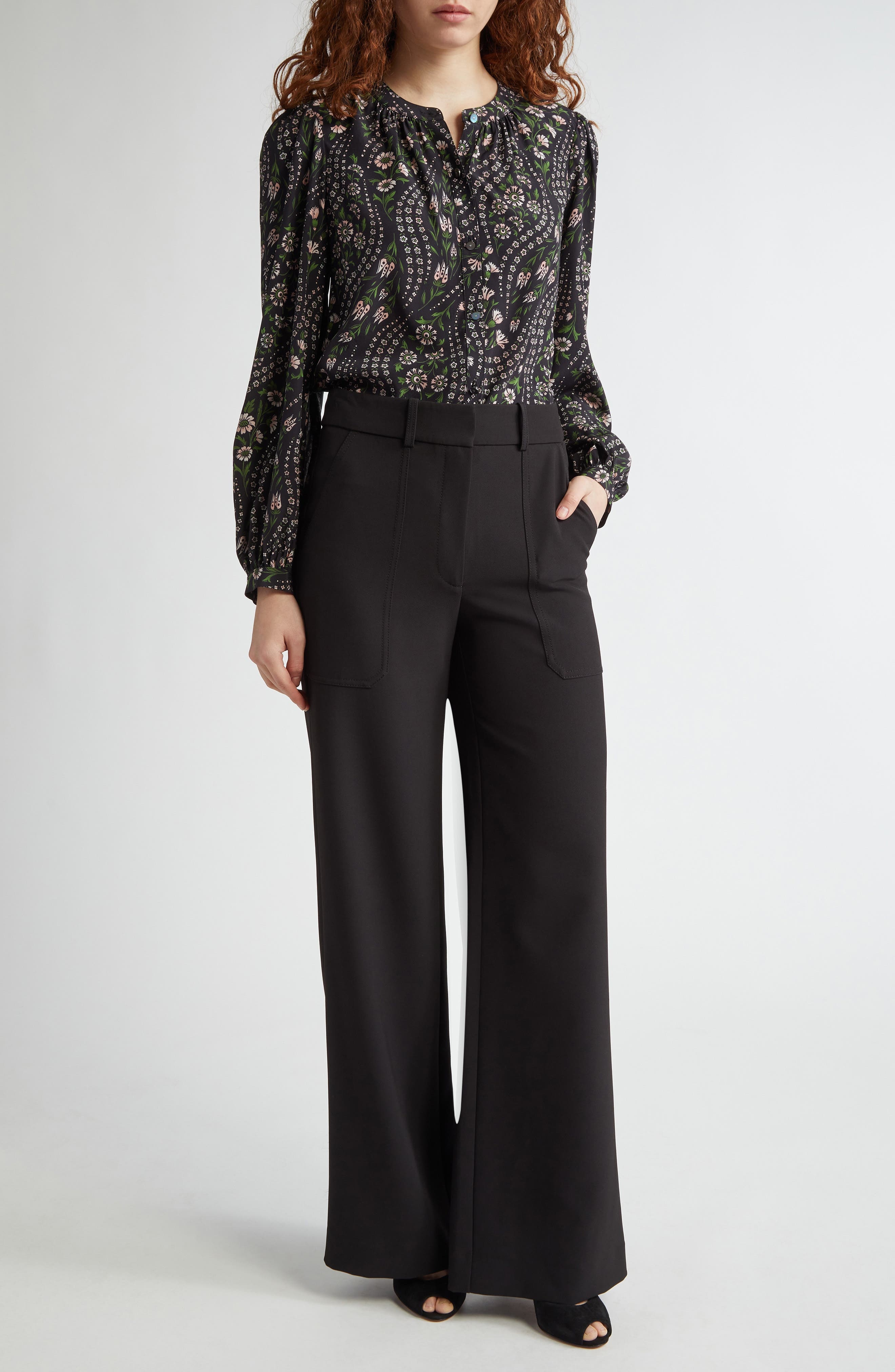 Veronica Beard Cole Wide Leg Pants in Black at Nordstrom - 2