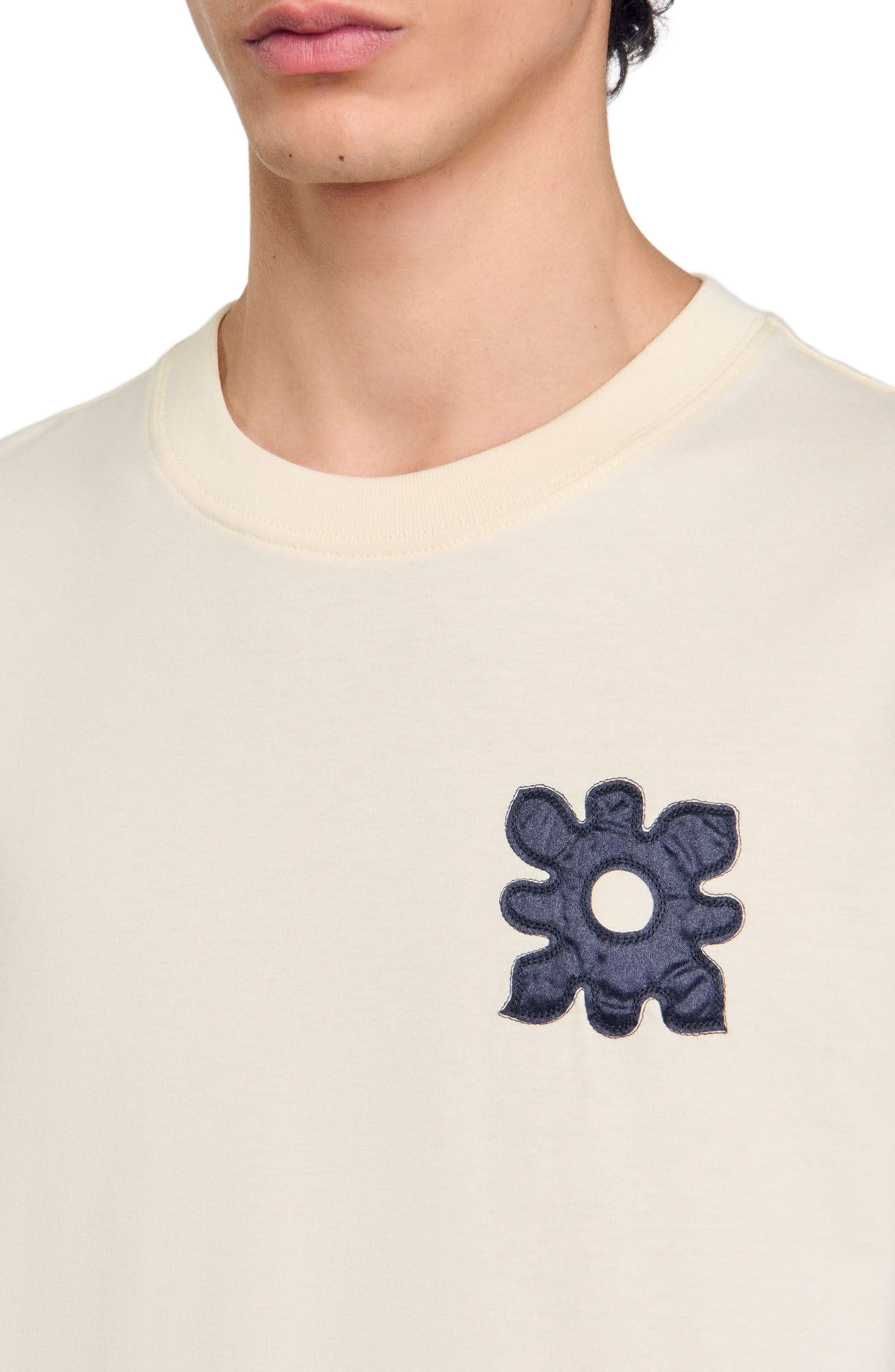 SANDRO T-shirt with flower detail in Ivory. at Nordstrom - 4