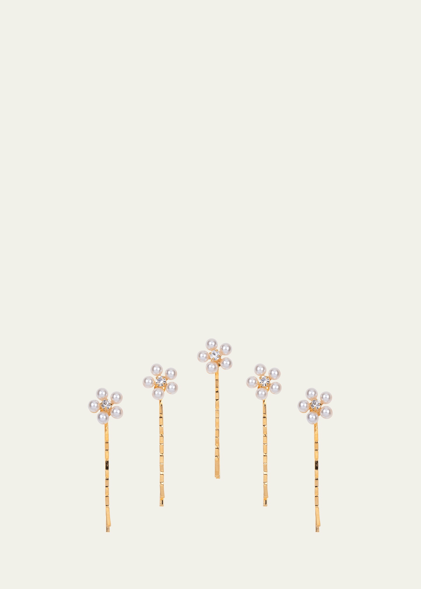 Zaya Set Of 5 Floral Pearly Bobby Pins - 1
