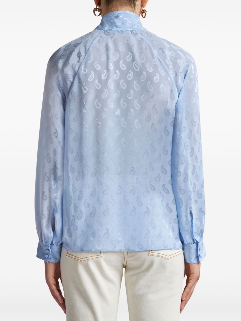 paisley-jacquard silk blouse - 3