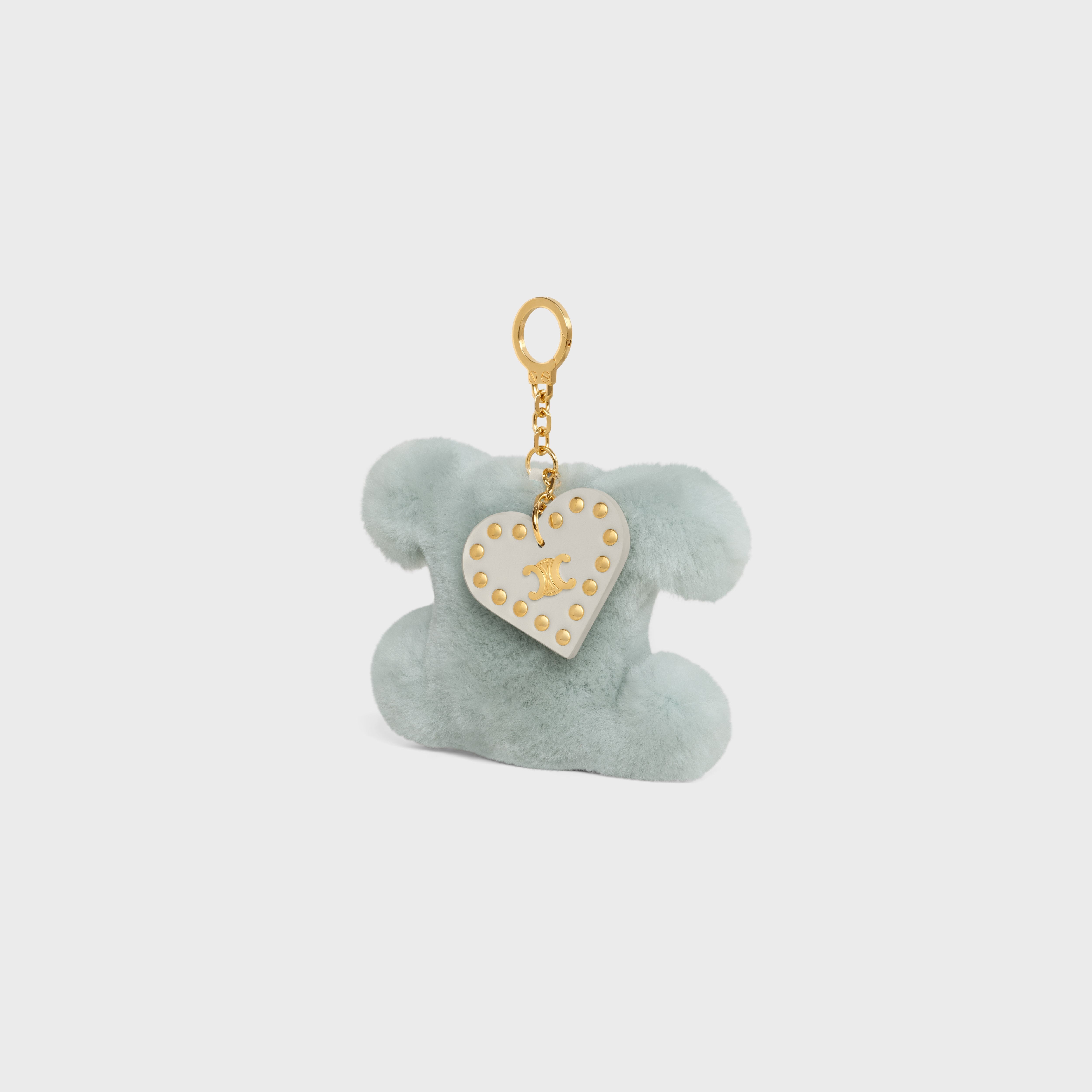 TRIOMPHE pom-pom keyring with HEART in SHEARLING AND CALFSKIN with GOLD FINISHING - 2