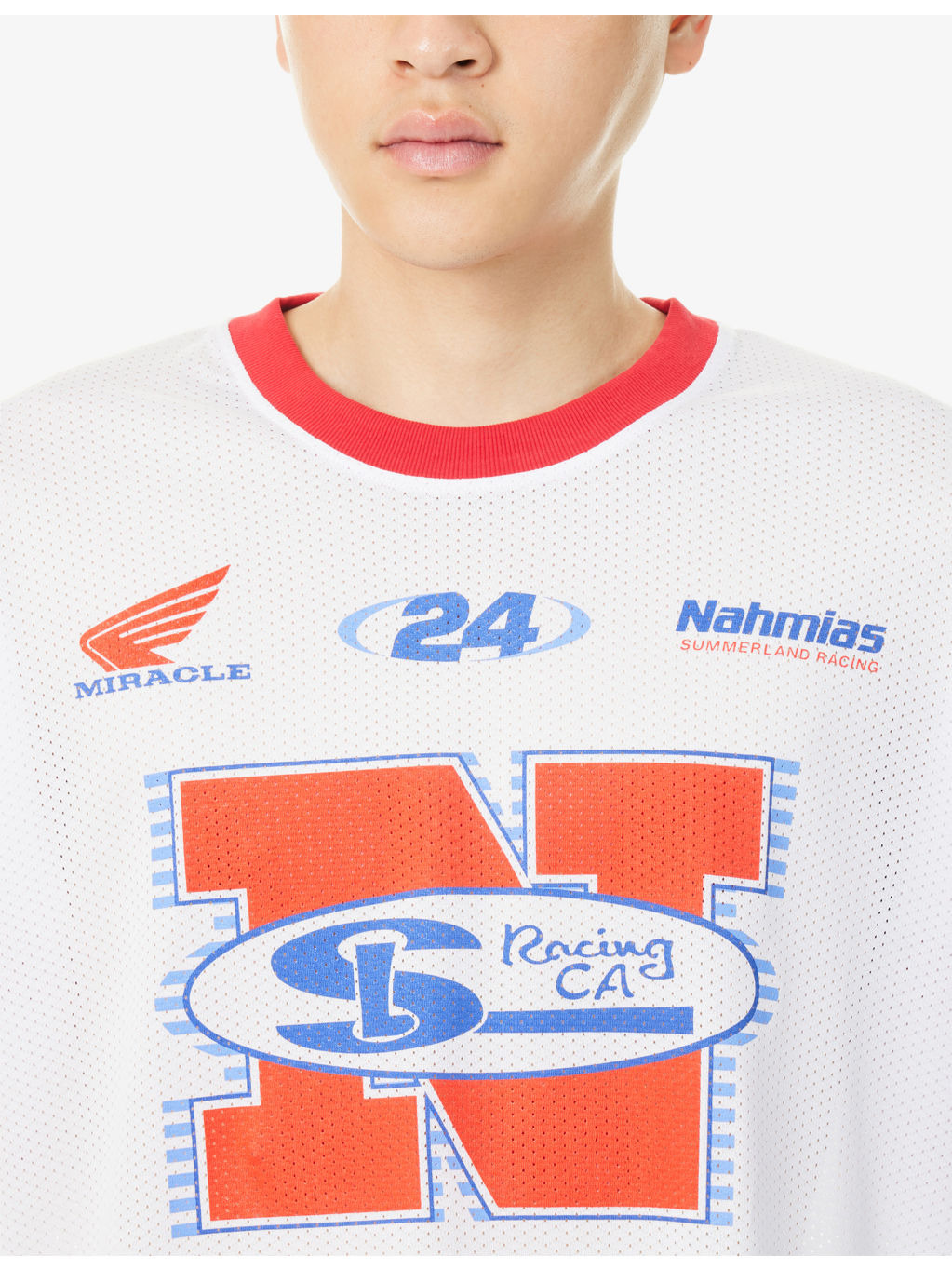 Racing Graphic-Print Long-Sleeve Mesh Top - 5