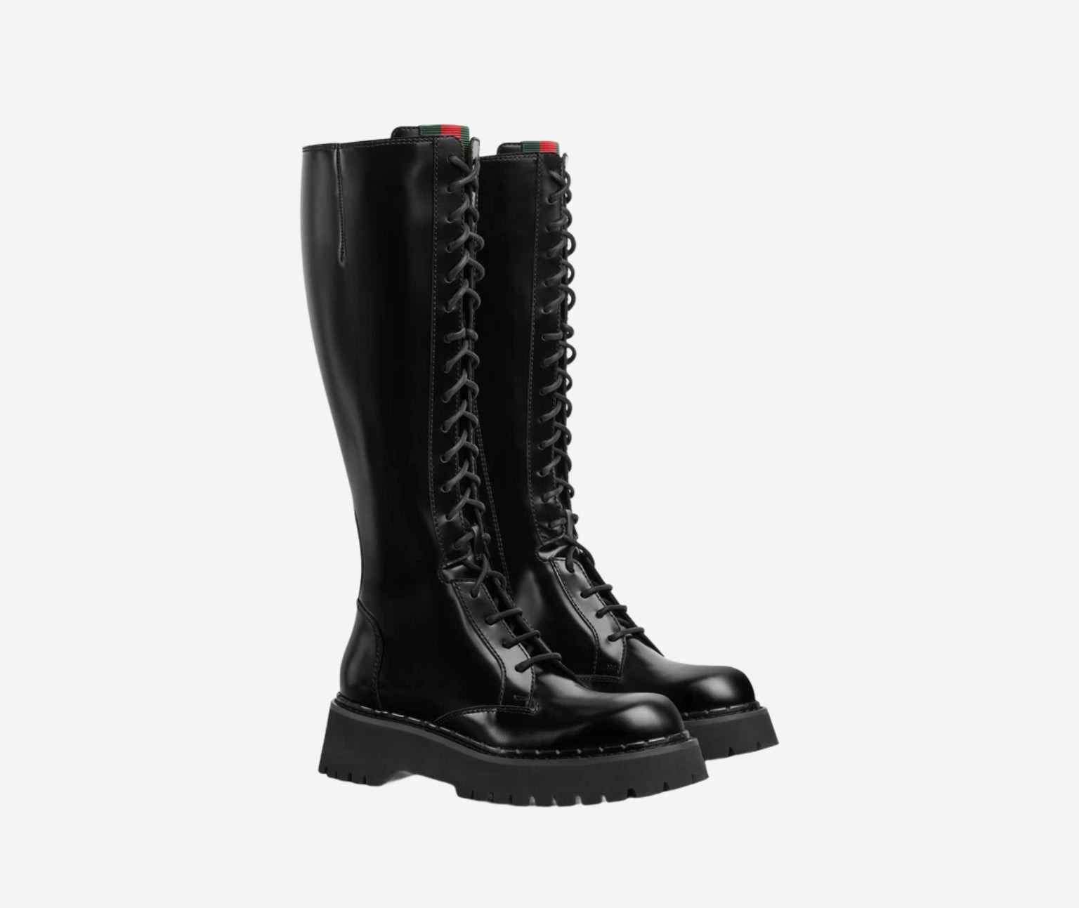 Gucci Web Leather Knee Boots - 2