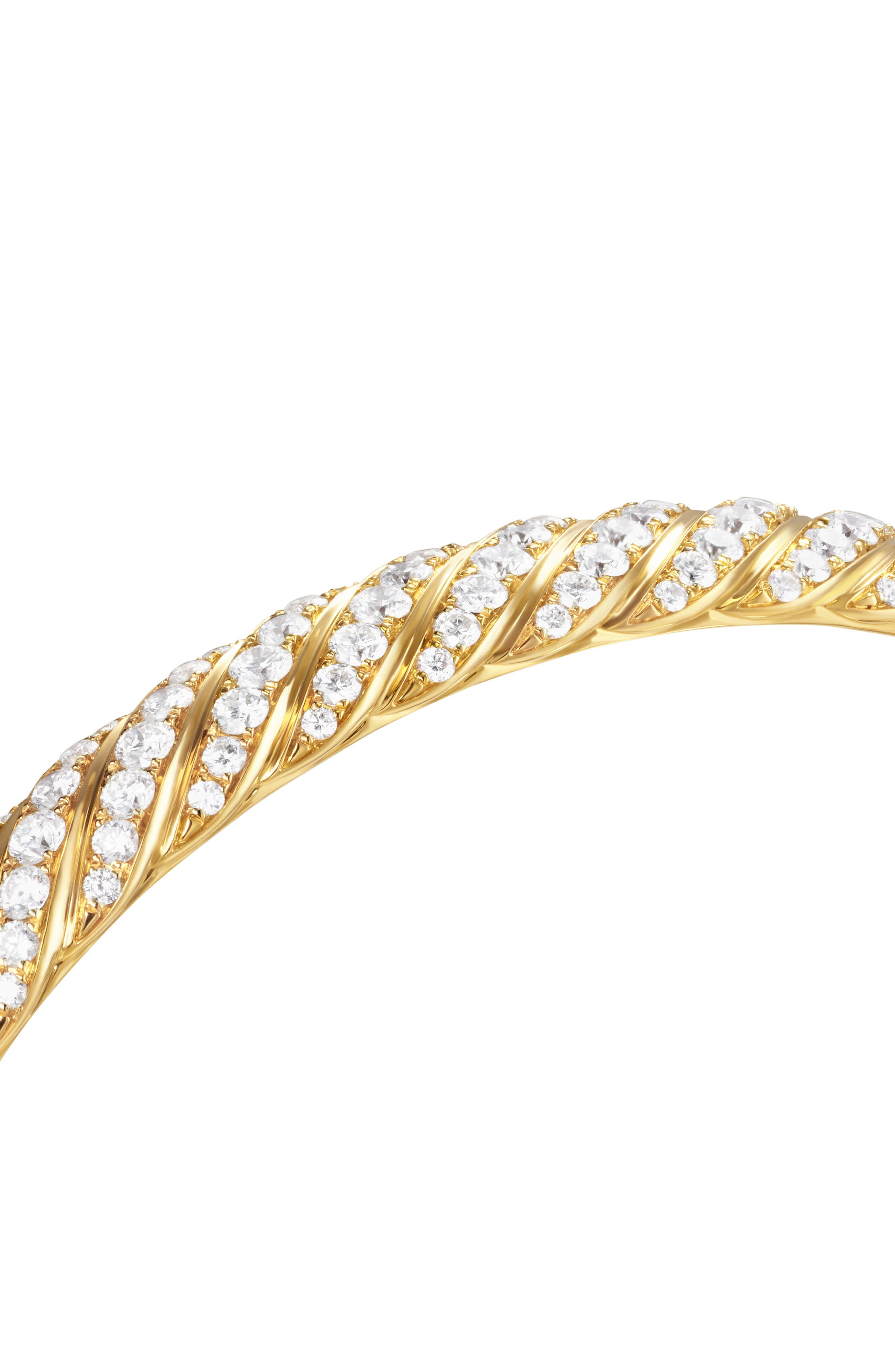 David Yurman Sculpted Cable Bangle Bracelet in 18K Yellow Gold with Diamonds, 8mm in Diamond/Yellow  - 5