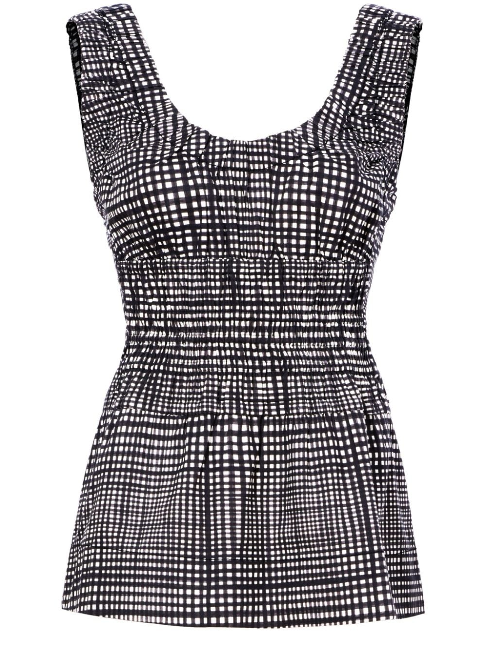 grid-pattern poplin tank top - 1