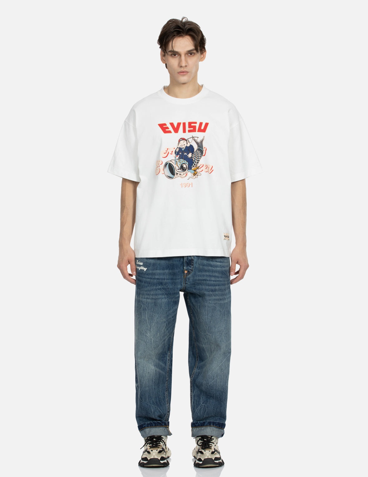 Seagull Print and Embroidery Relax Fit Jeans - 6