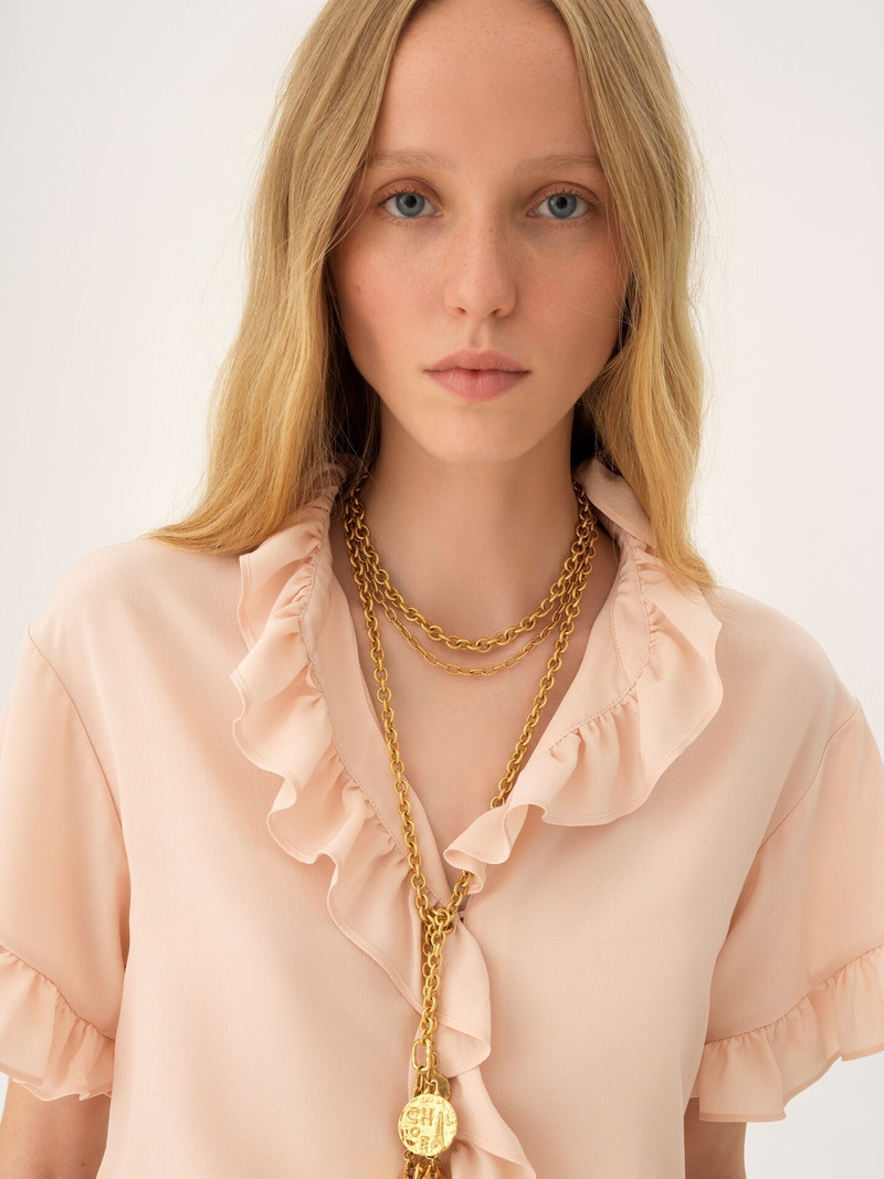 SHORT-SLEEVE RUFFLE TOP IN CRÊPE DE CHINE 6