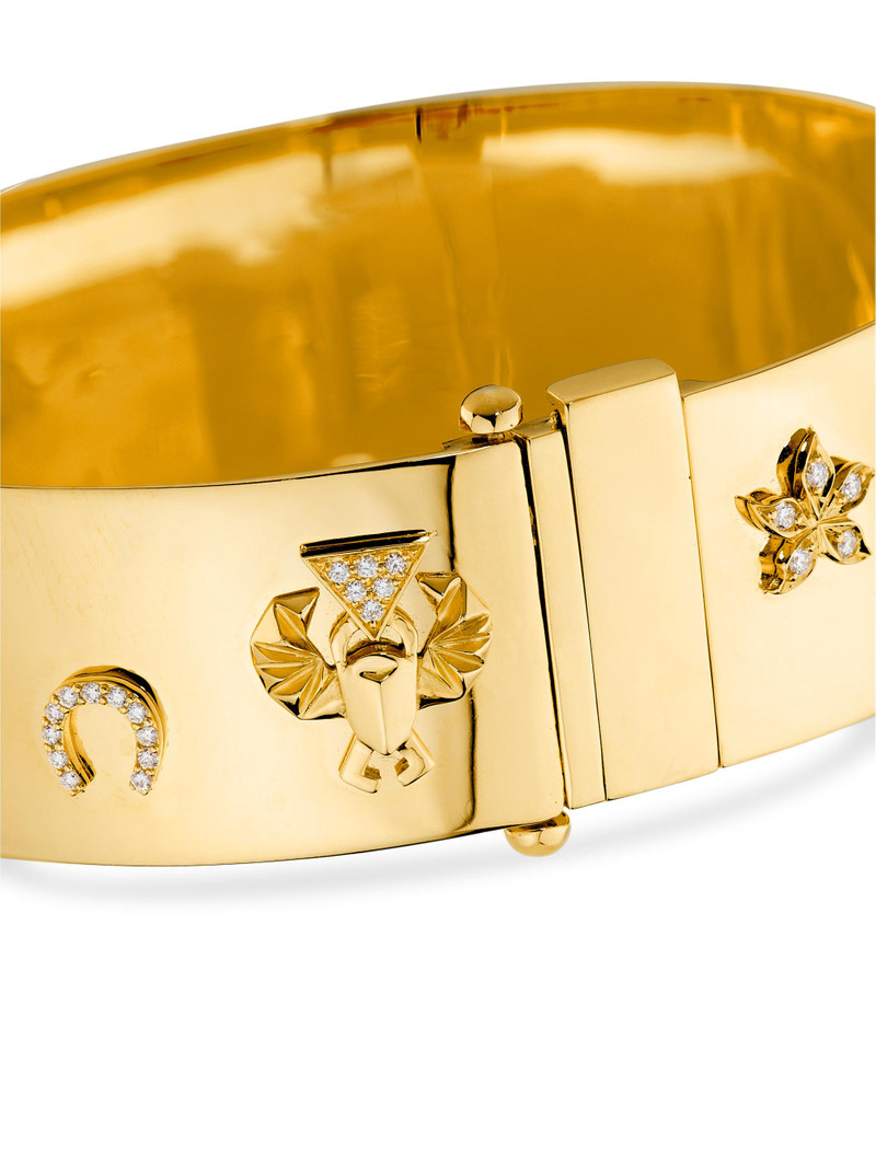 Women's Symbols Wide Triptych 18K Yellow Gold & 0.44 TCW Diamond Bangle - Gold 5
