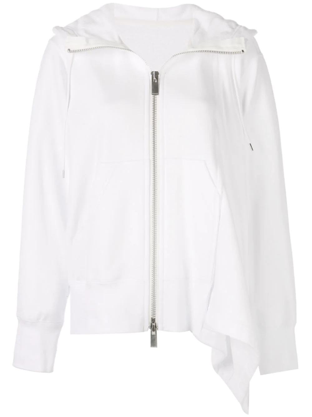 zip front asymmetric hem hoodie - 1