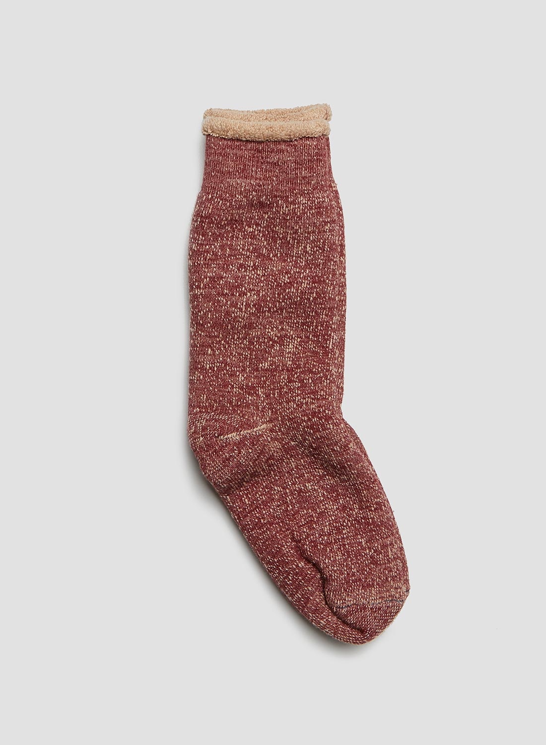 Rototo Double Face Crew Sock in Dark Red/Brown - 3