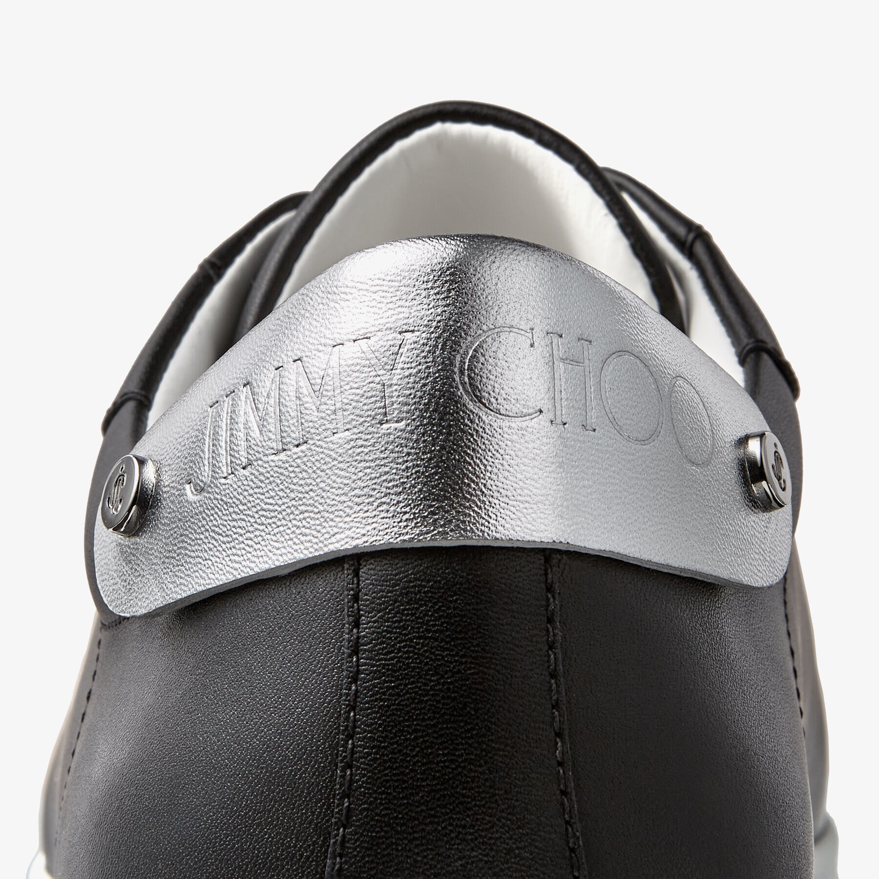 Rome/M
Black Calf Leather and Silver Metallic Nappa Low Top Trainers - 3