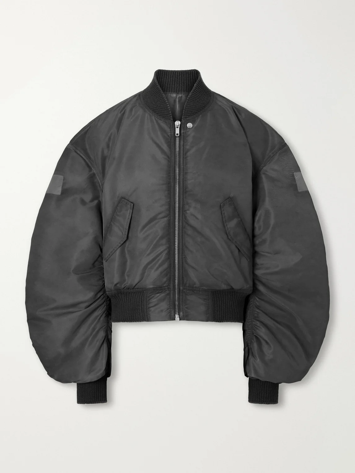 Cropped Appliquéd Shell Bomber Jacket - 1