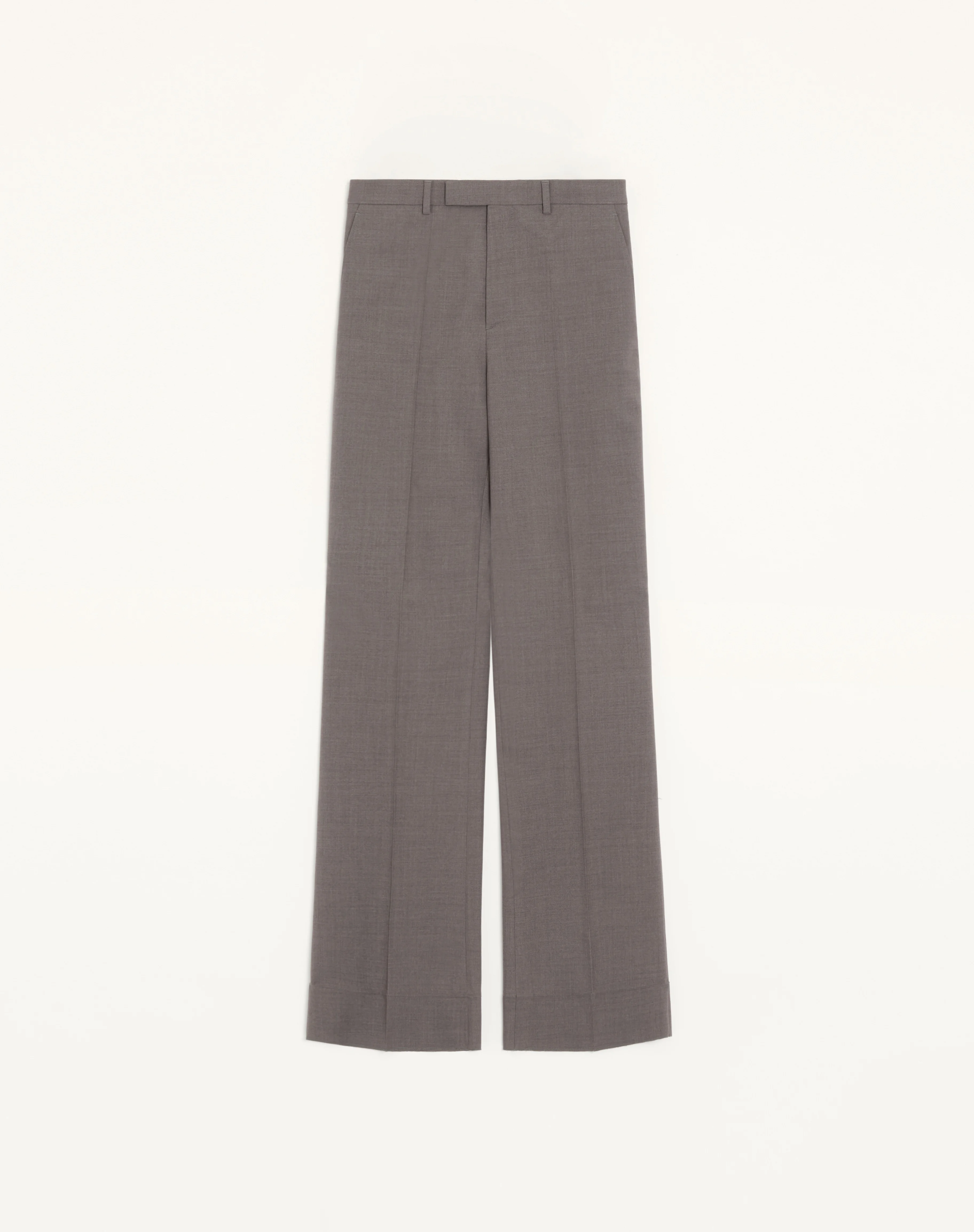 VALENTINO PANTS IN DIAGONAL MELANGE WOOL WITH PRESSED PLEATS - 1