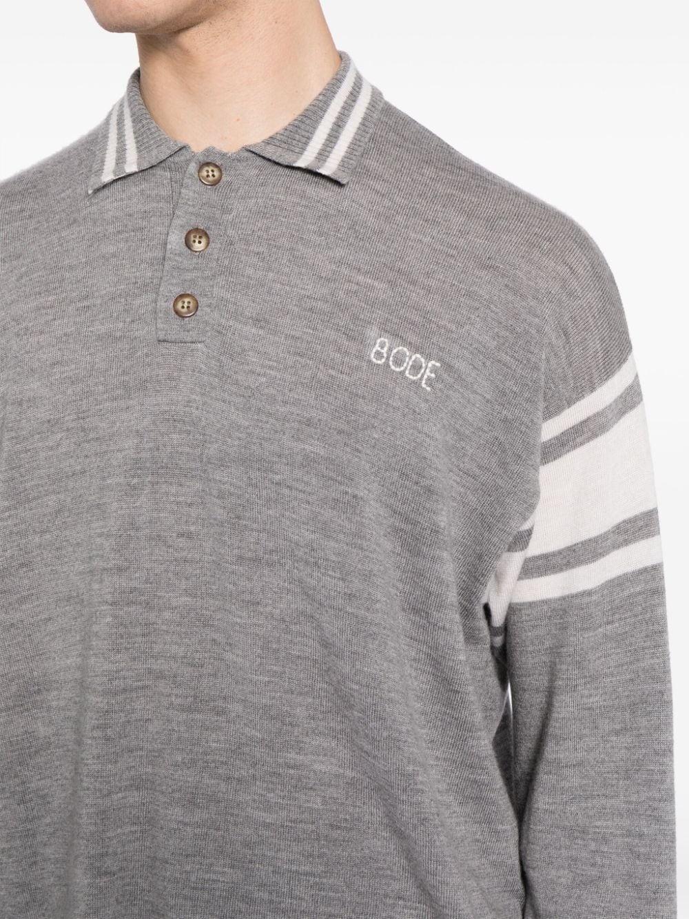 logo-embroidered striped polo shirt - 5