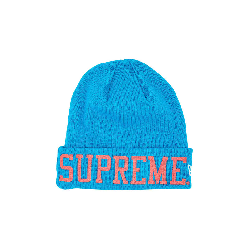 Supreme x New Era Varsity Beanie 'Slate' - 1