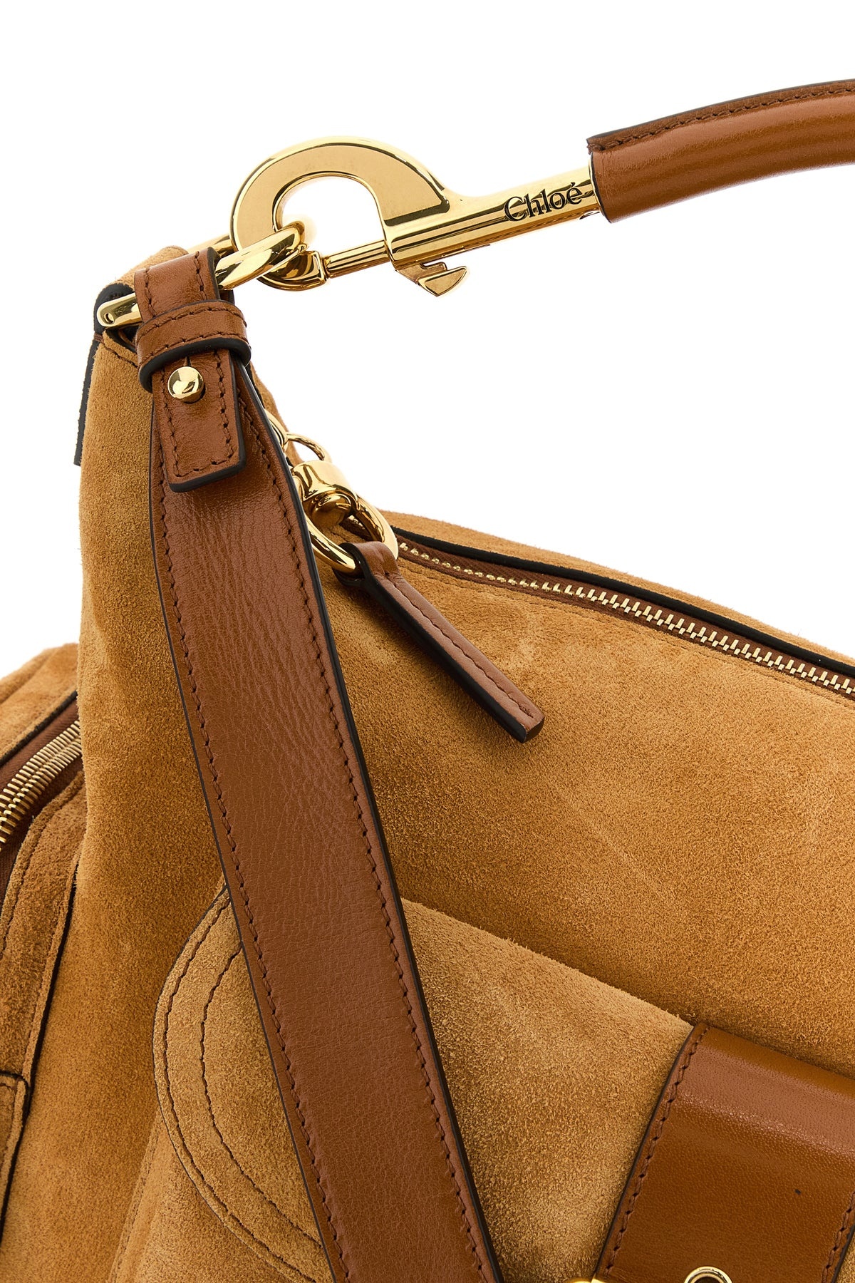 Camel suede medium Camera Bag handbag - 4