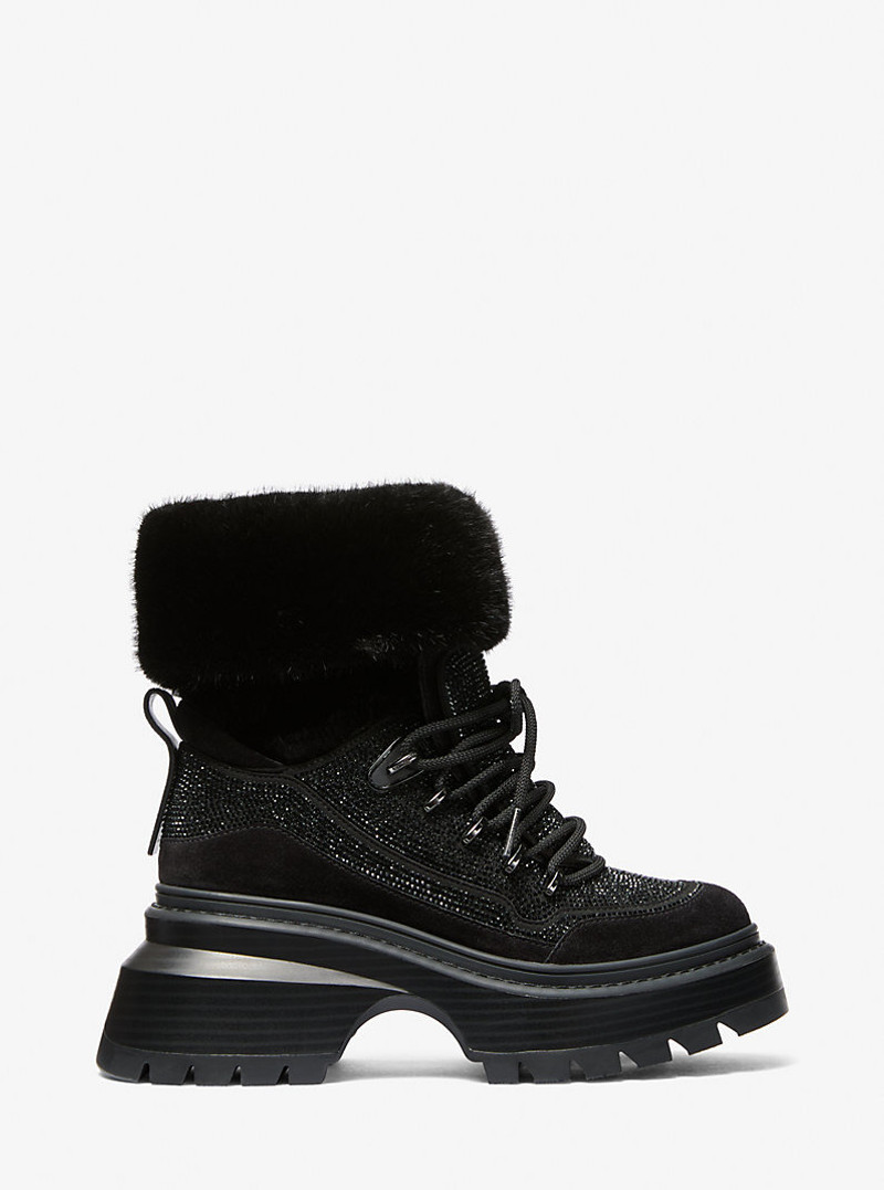 MICHAEL KORS Shiloh Embellished Mixed-Media Boot outlook