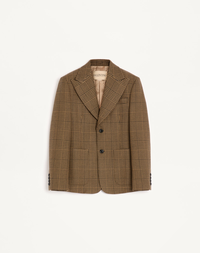 VALENTINO SINGLE-BREASTED WOOL JACKET WITH GLEN PLAID PATTERN 1
