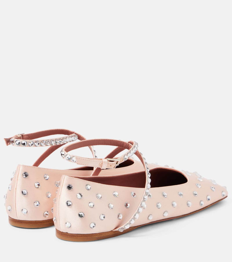 Amina Muaddi Ane crystal-embellished satin ballet flats outlook